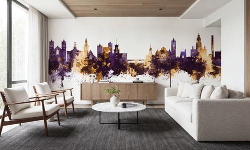 Nashua New Hampshire Skyline Purple & Gold