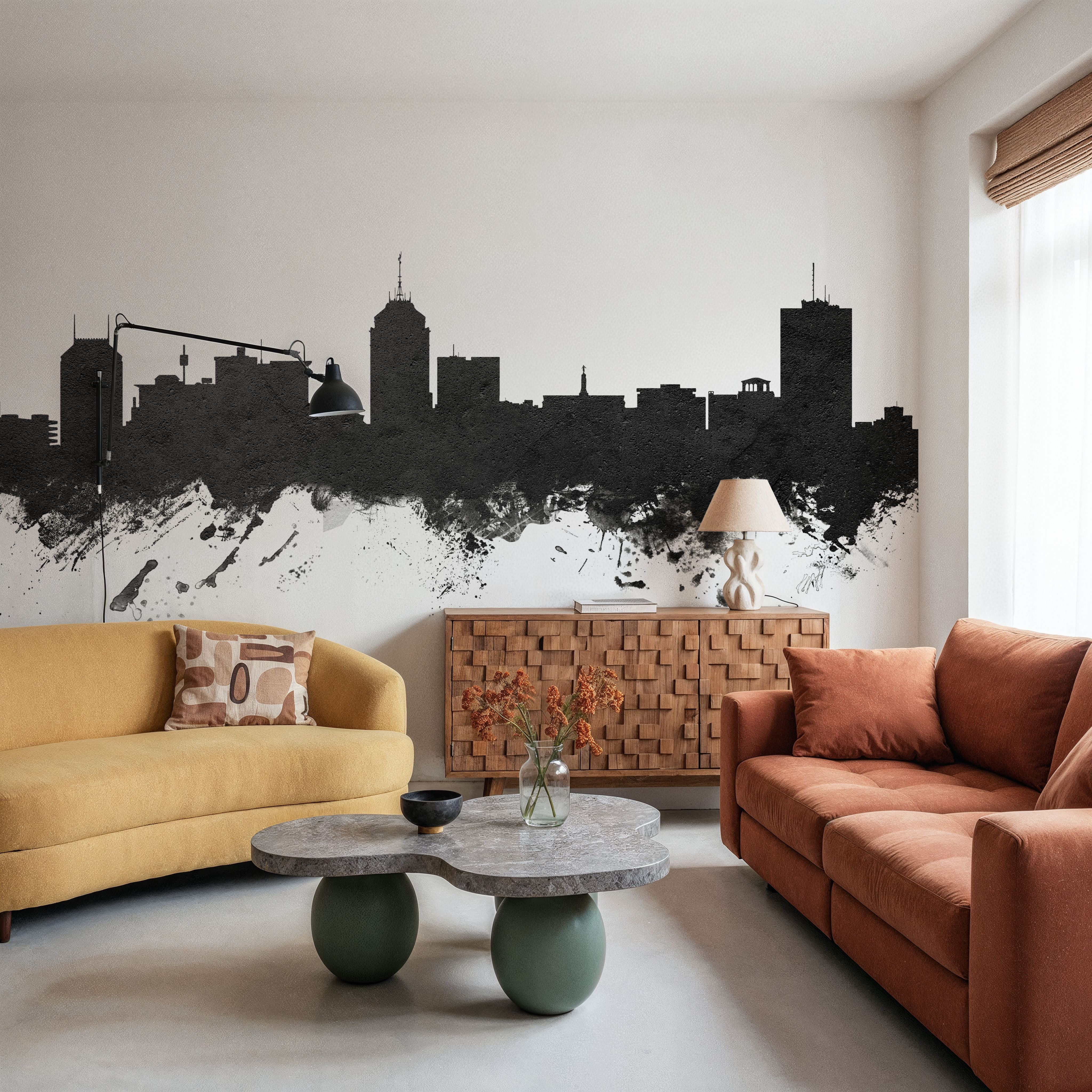 Fresno California Skyline Black & White