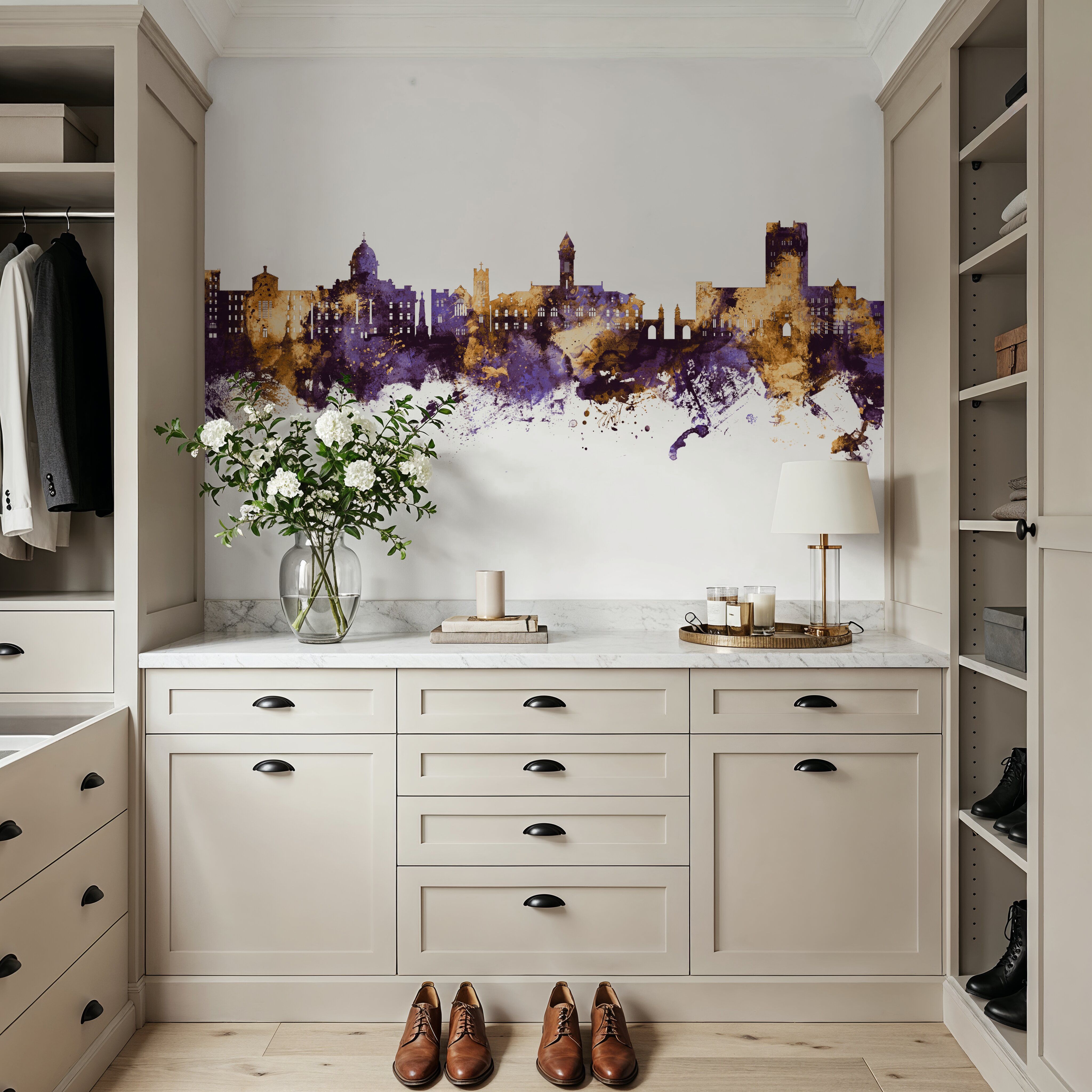 Bloomington Indiana Skyline Purple & Gold