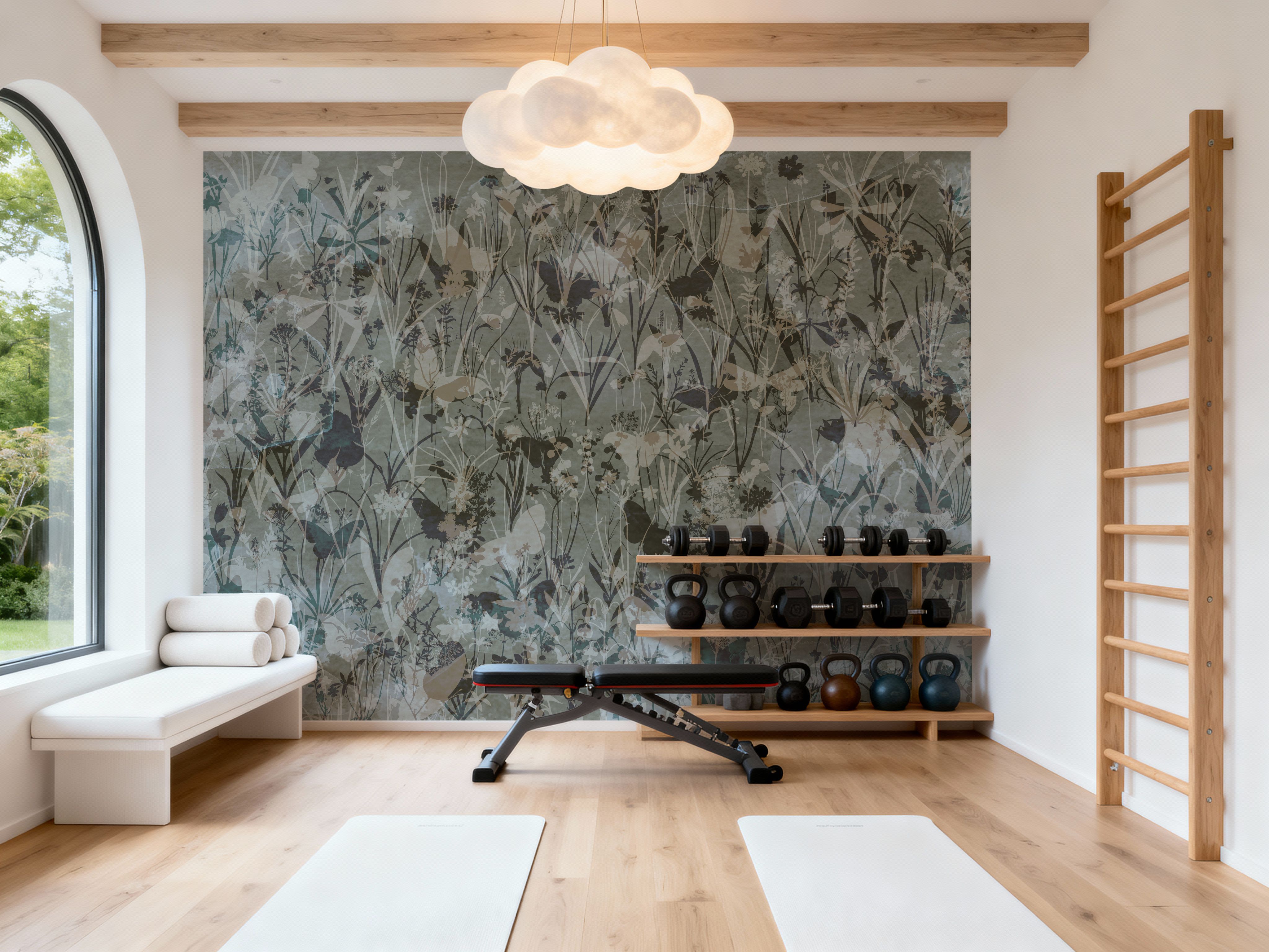 Herbals and Butterflies Double Silhouette Dark Green