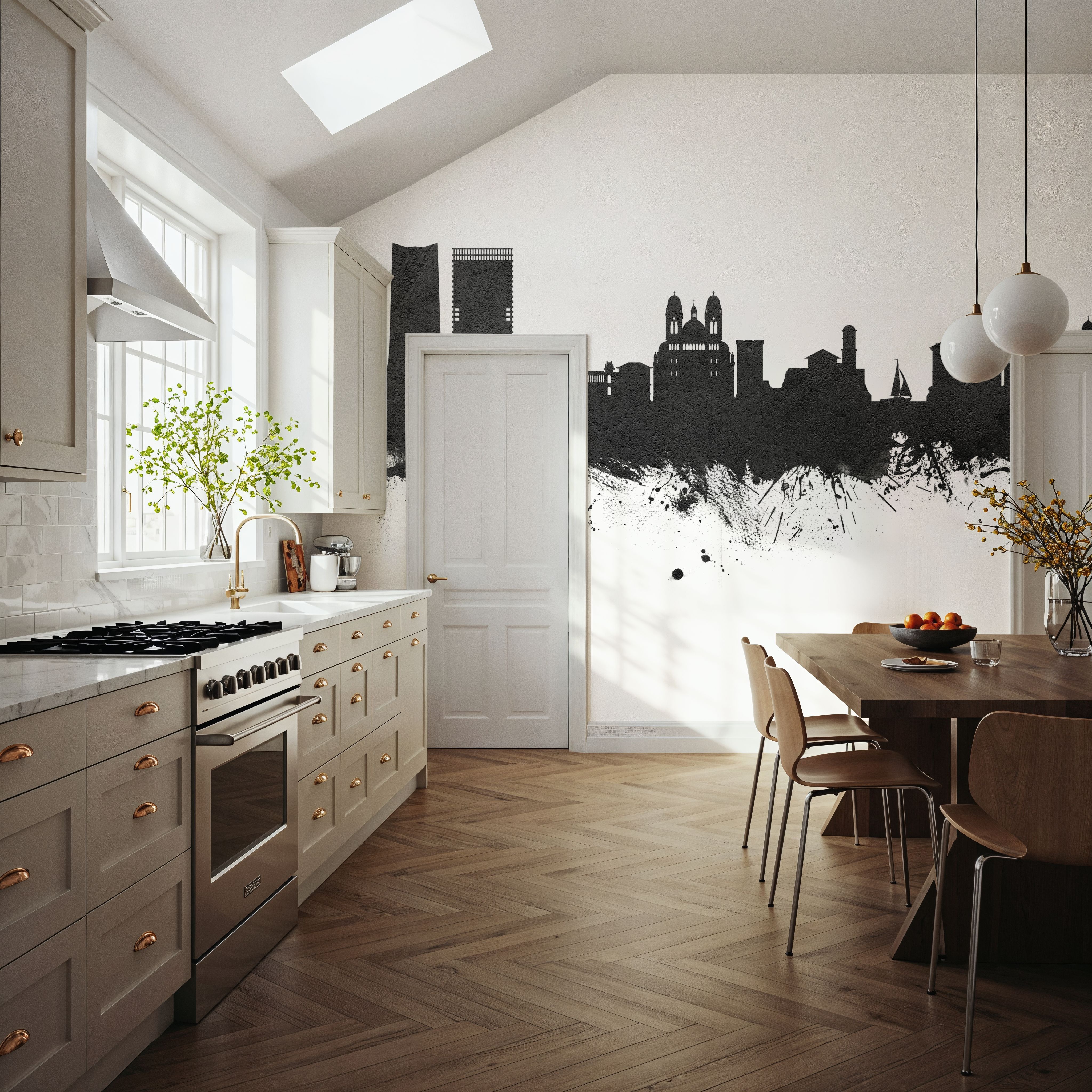 Marseille France Skyline Black & White