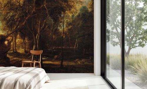 A Forest at Dawn with a Deer Hunt