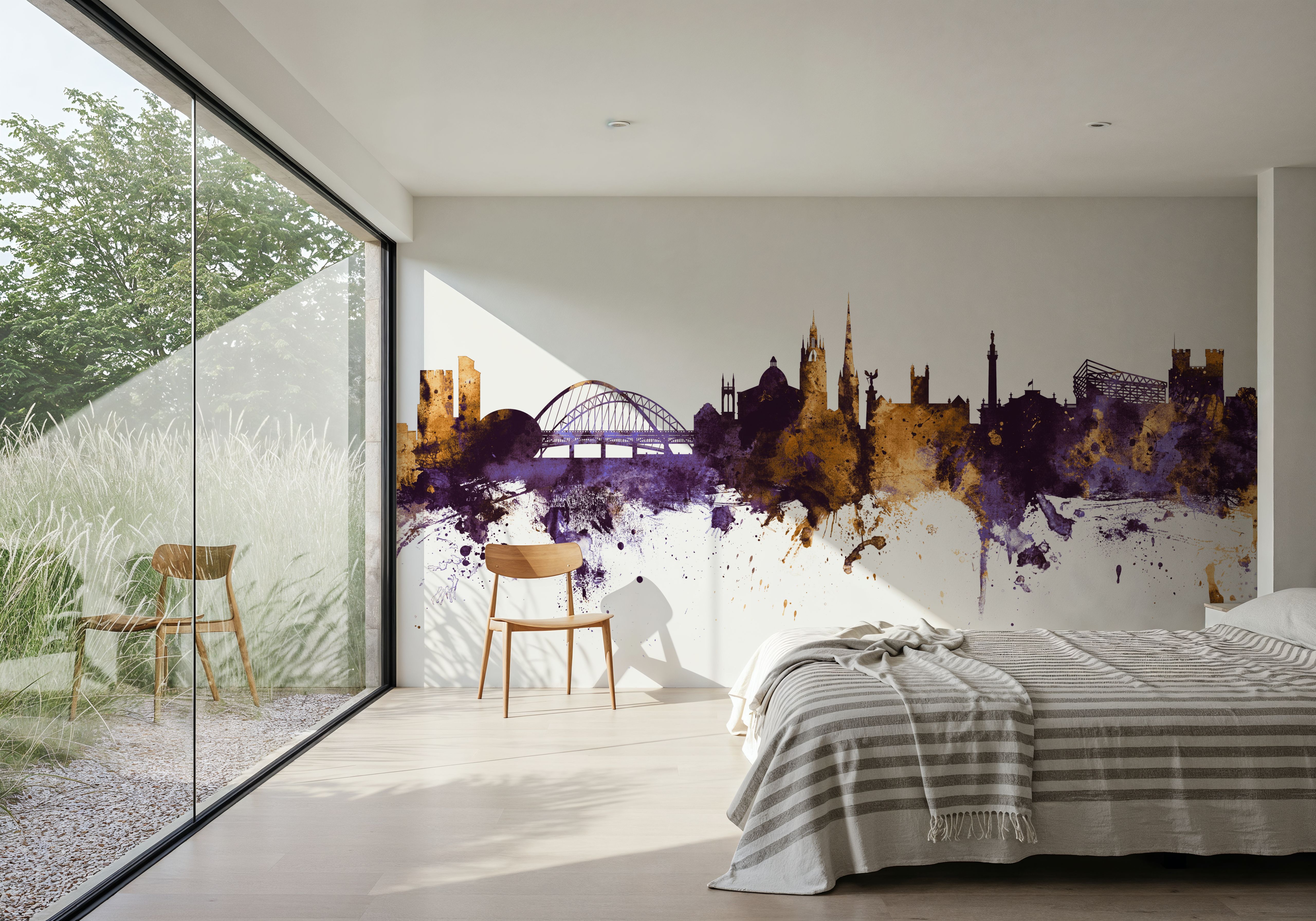 Newcastle England Skyline Purple & Gold