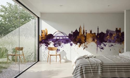Newcastle England Skyline Purple & Gold