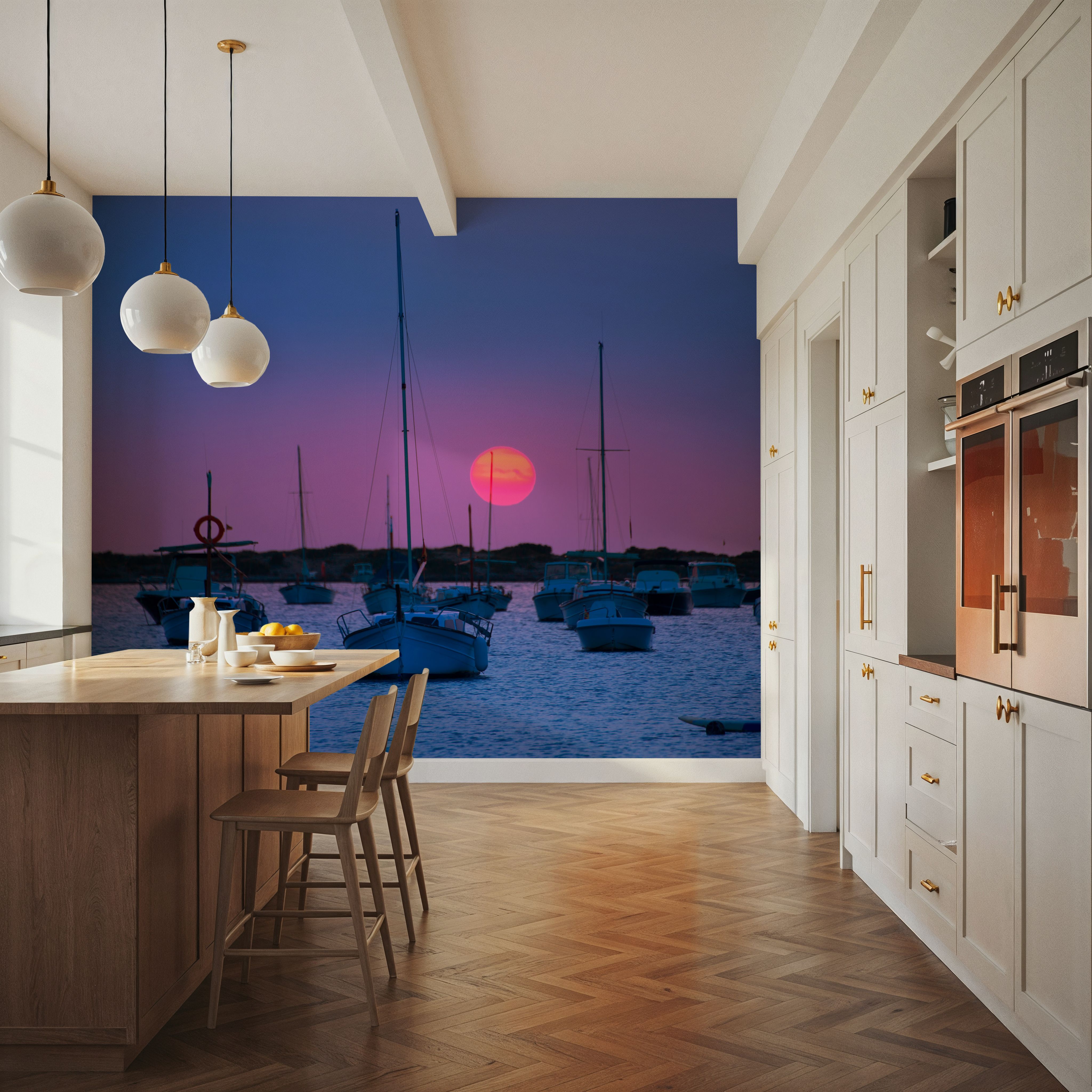 Boat Sunset Clear Skies