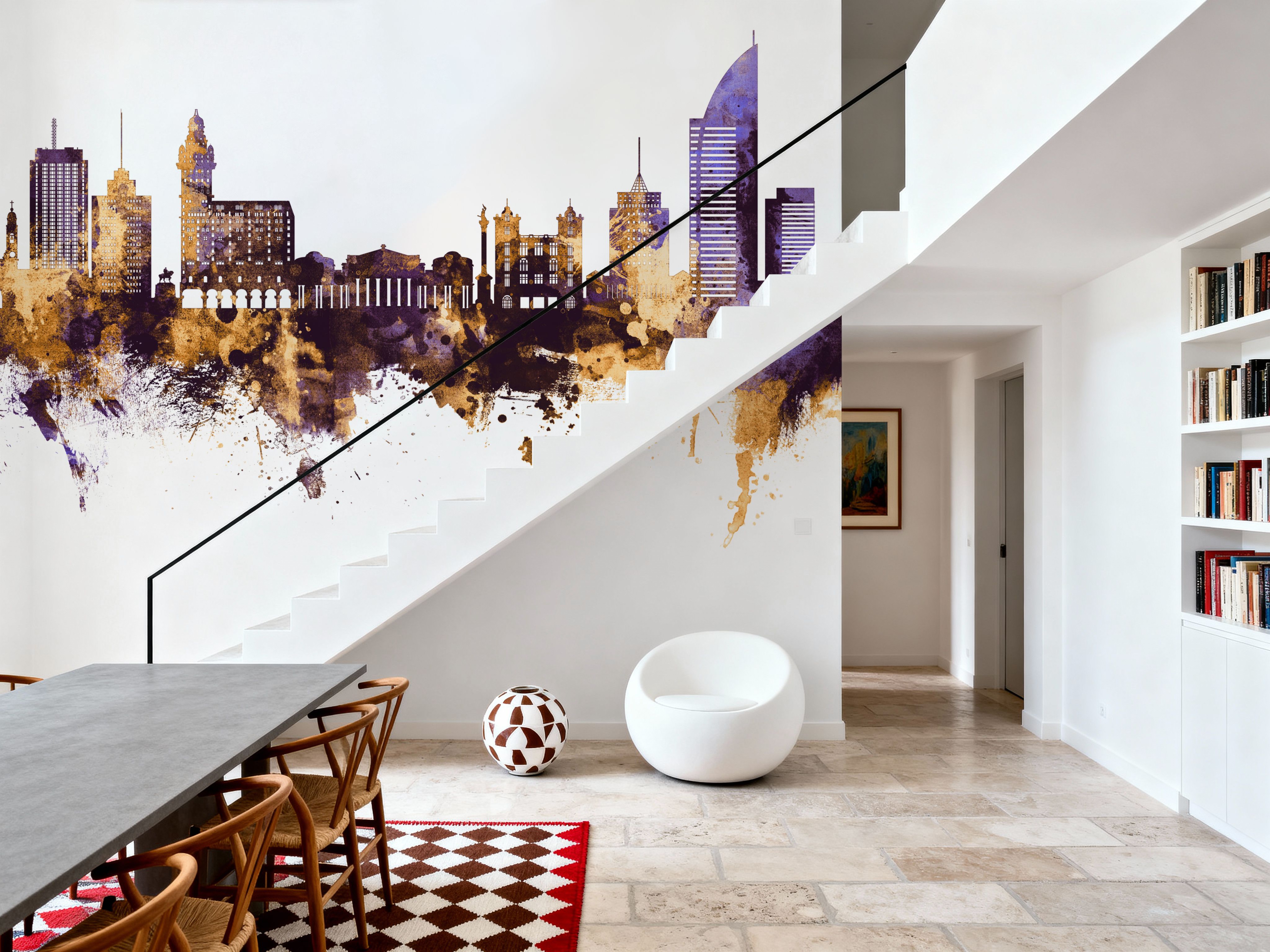 Montevideo Uruguay Skyline Purple & Gold