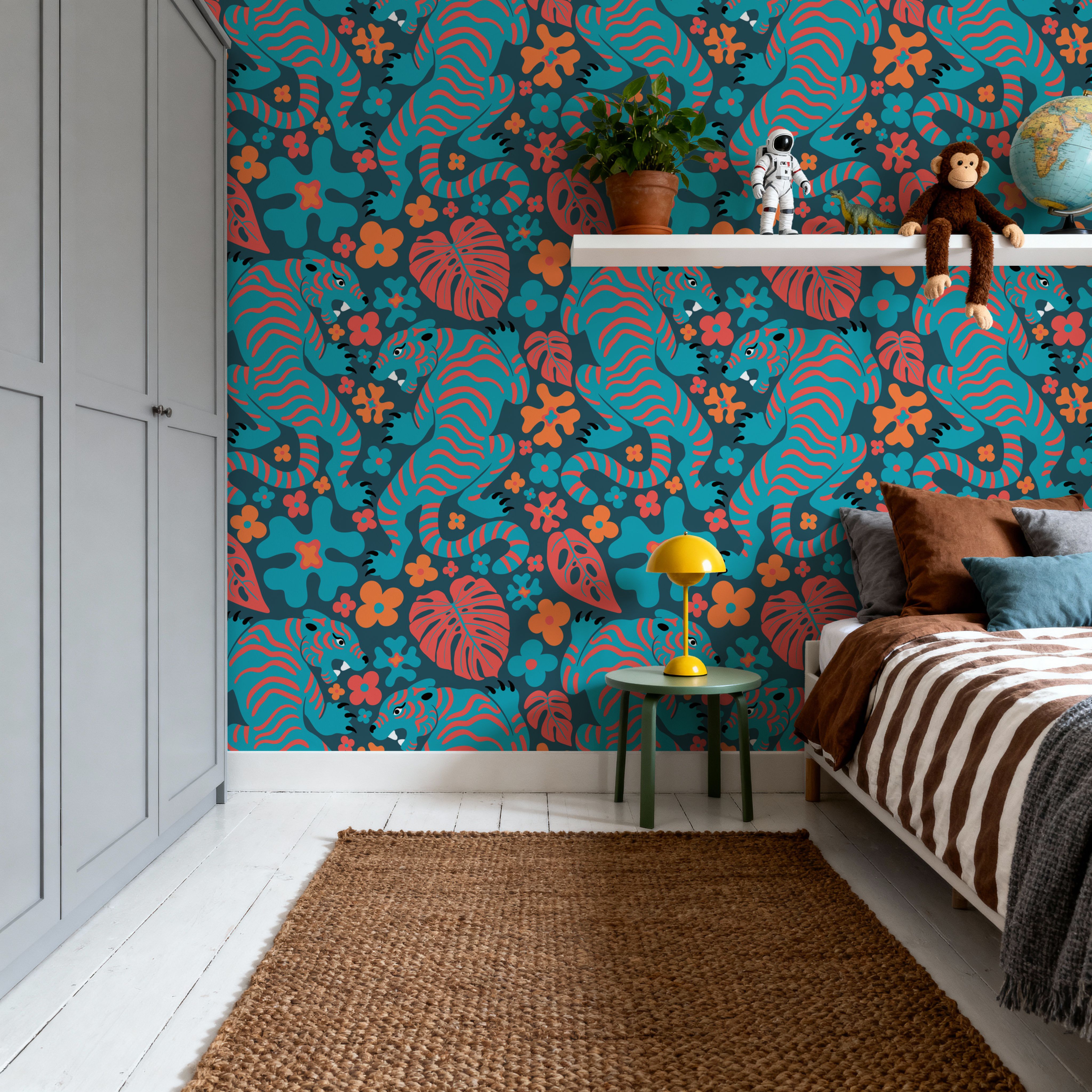 Otomi Cool Tigers, Coral & Teal