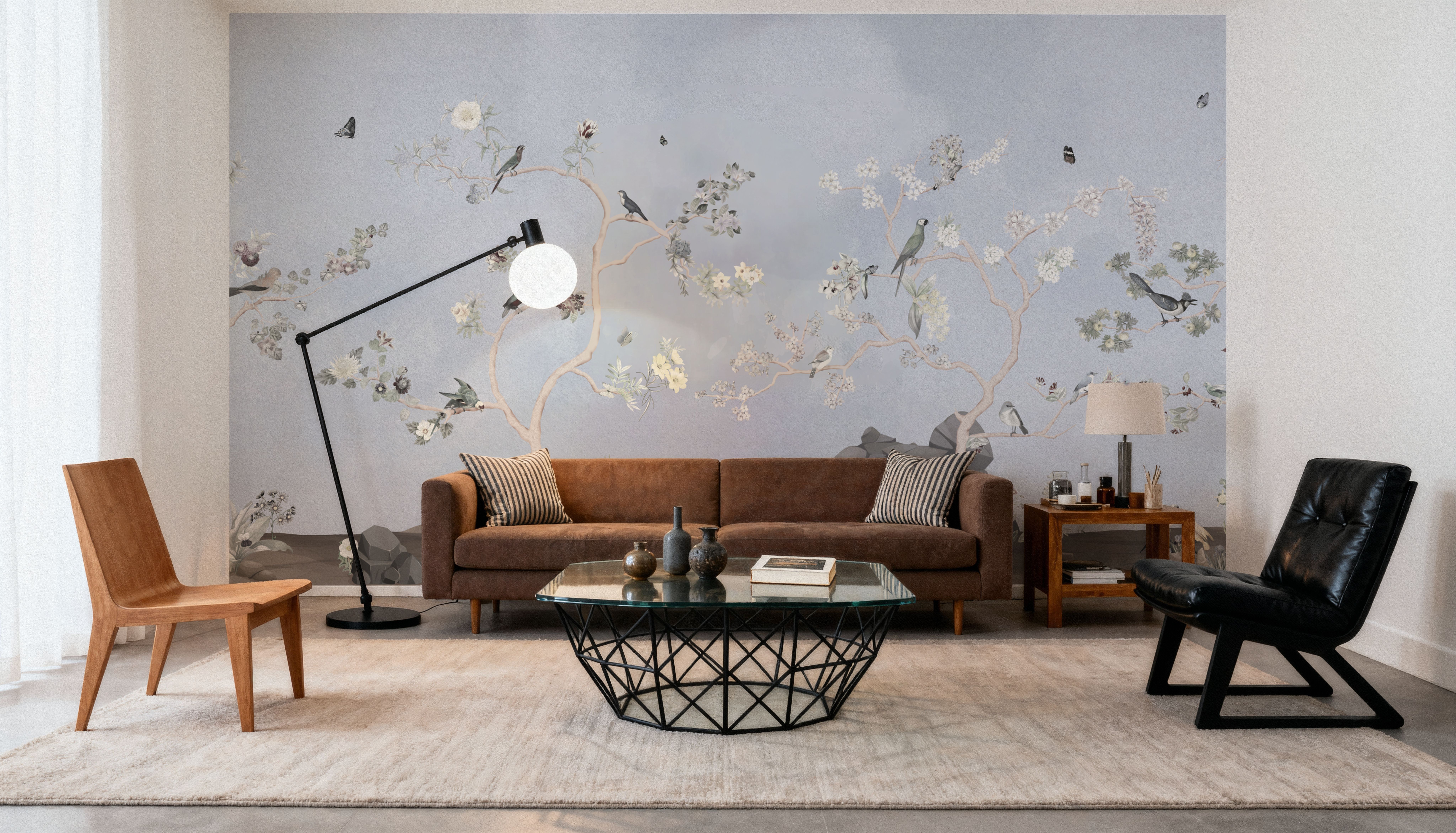 Birds in the Garden Deep Blue