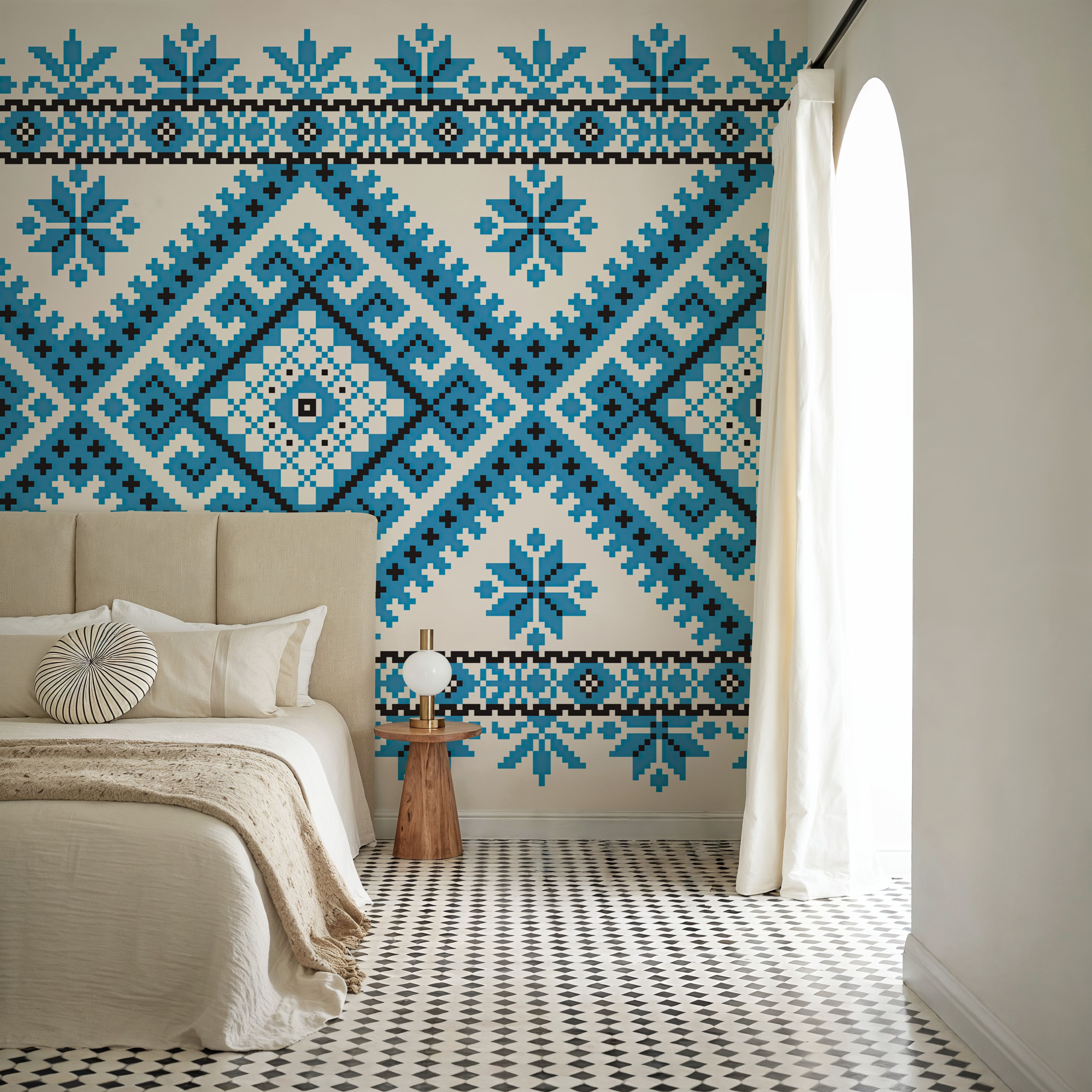 Pixel Embroidery Blue