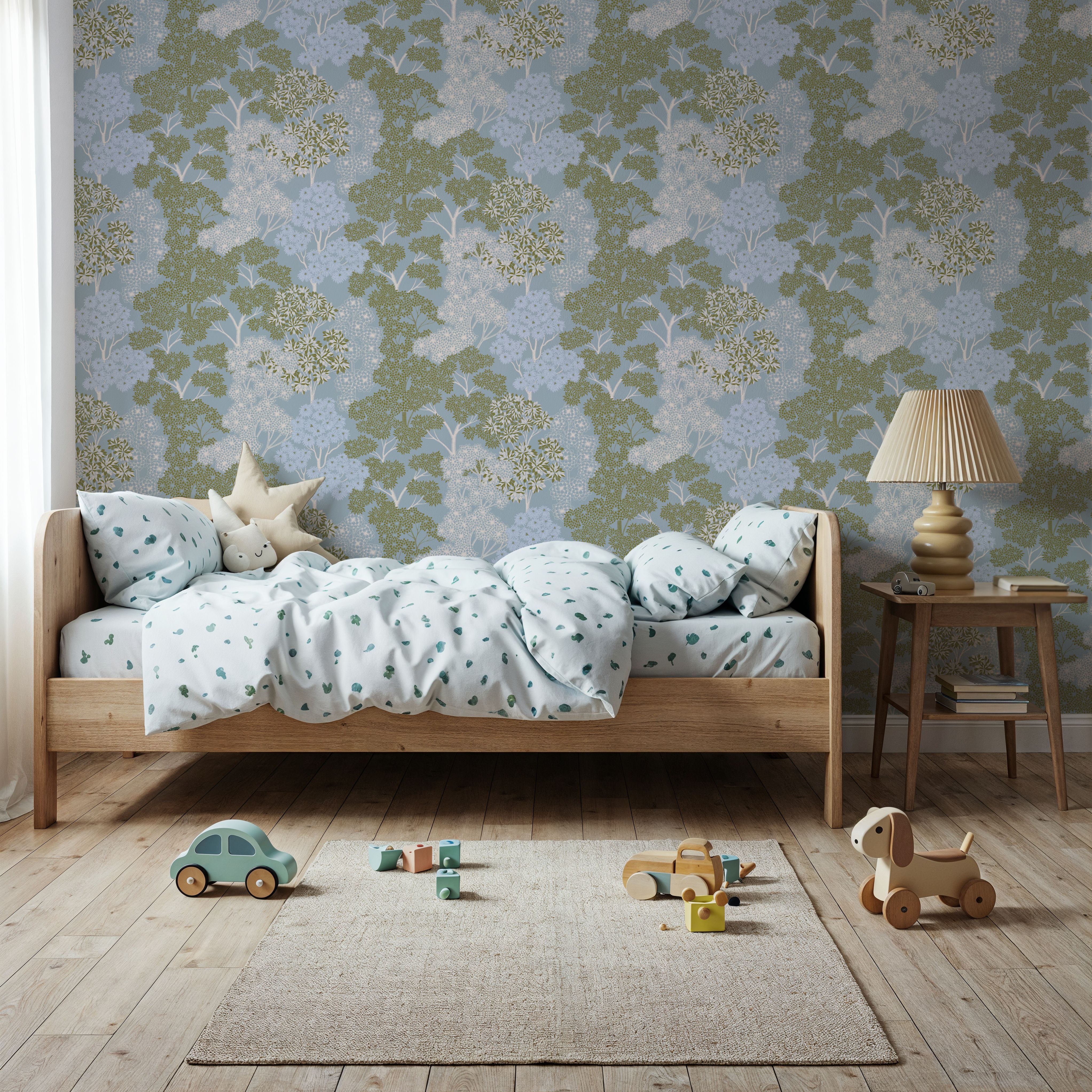 Overleaf Woodland Pattern, French Blue