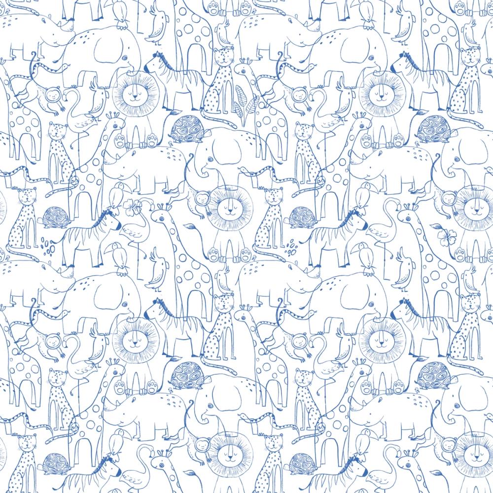 Calm & Cute Baby Animals Pattern, Blue