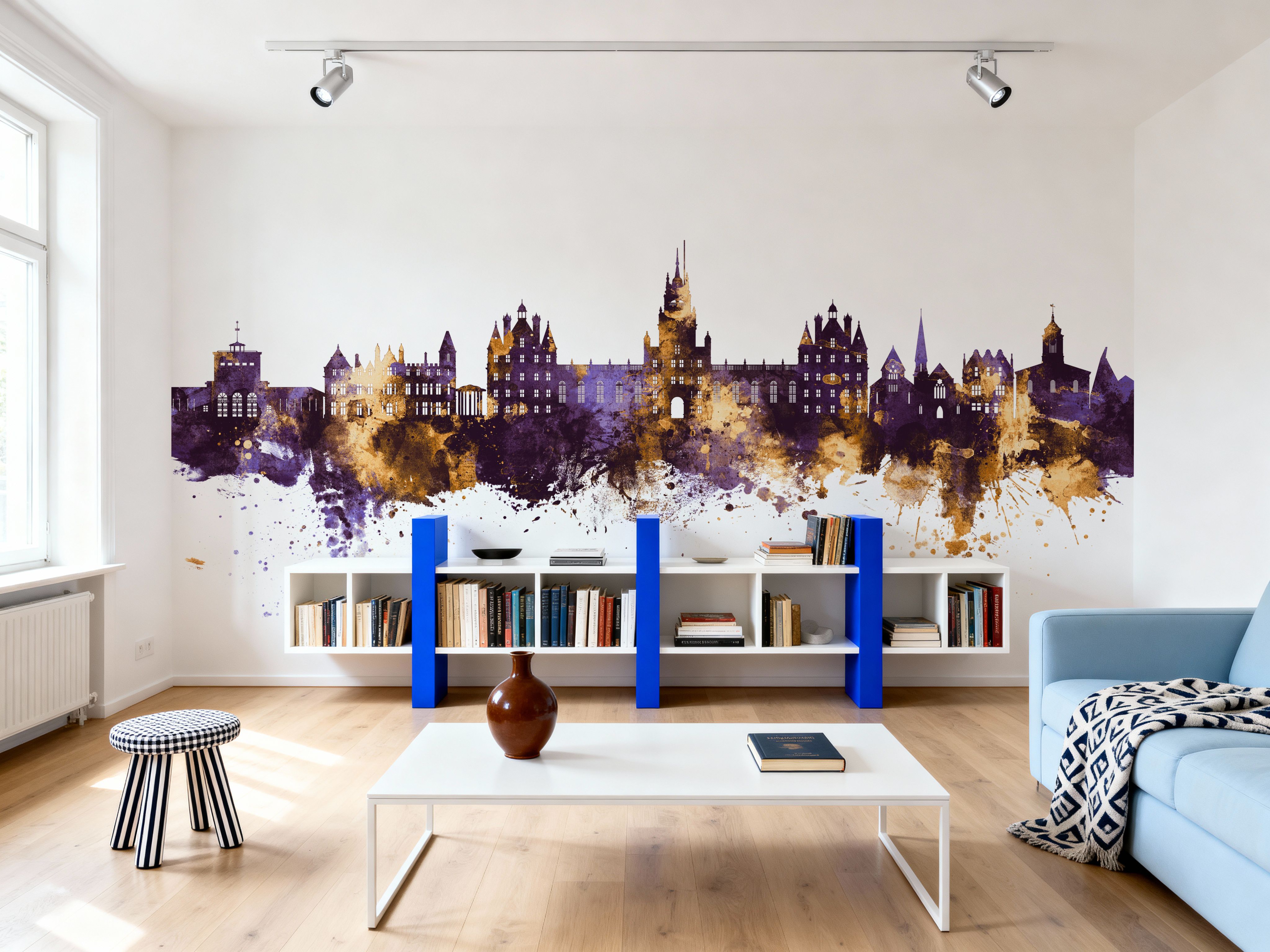 Egham England Skyline Purple & Gold