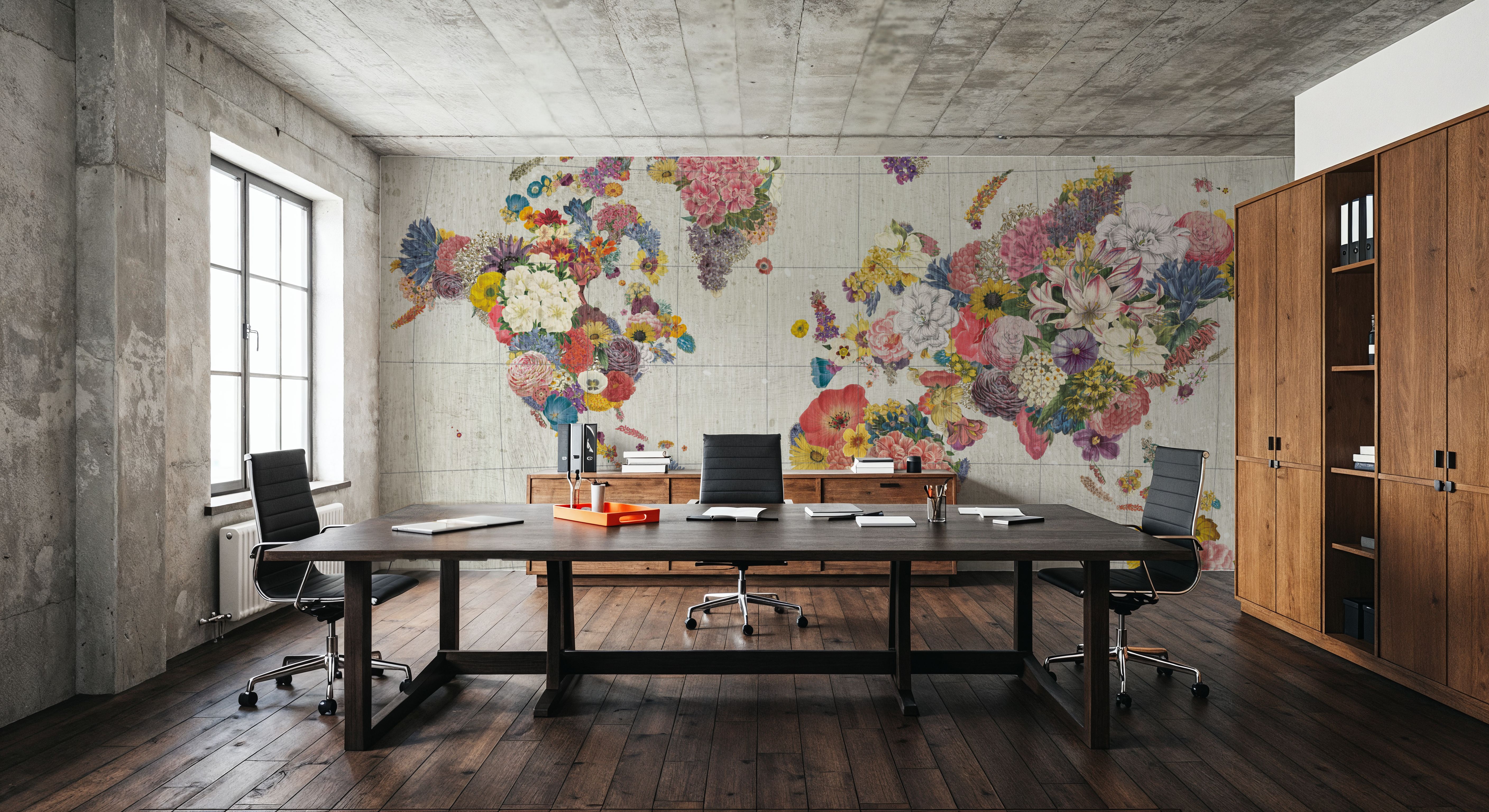 Botanical Floral Map Gray No Words