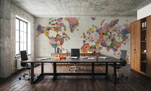 Botanical Floral Map Gray No Words