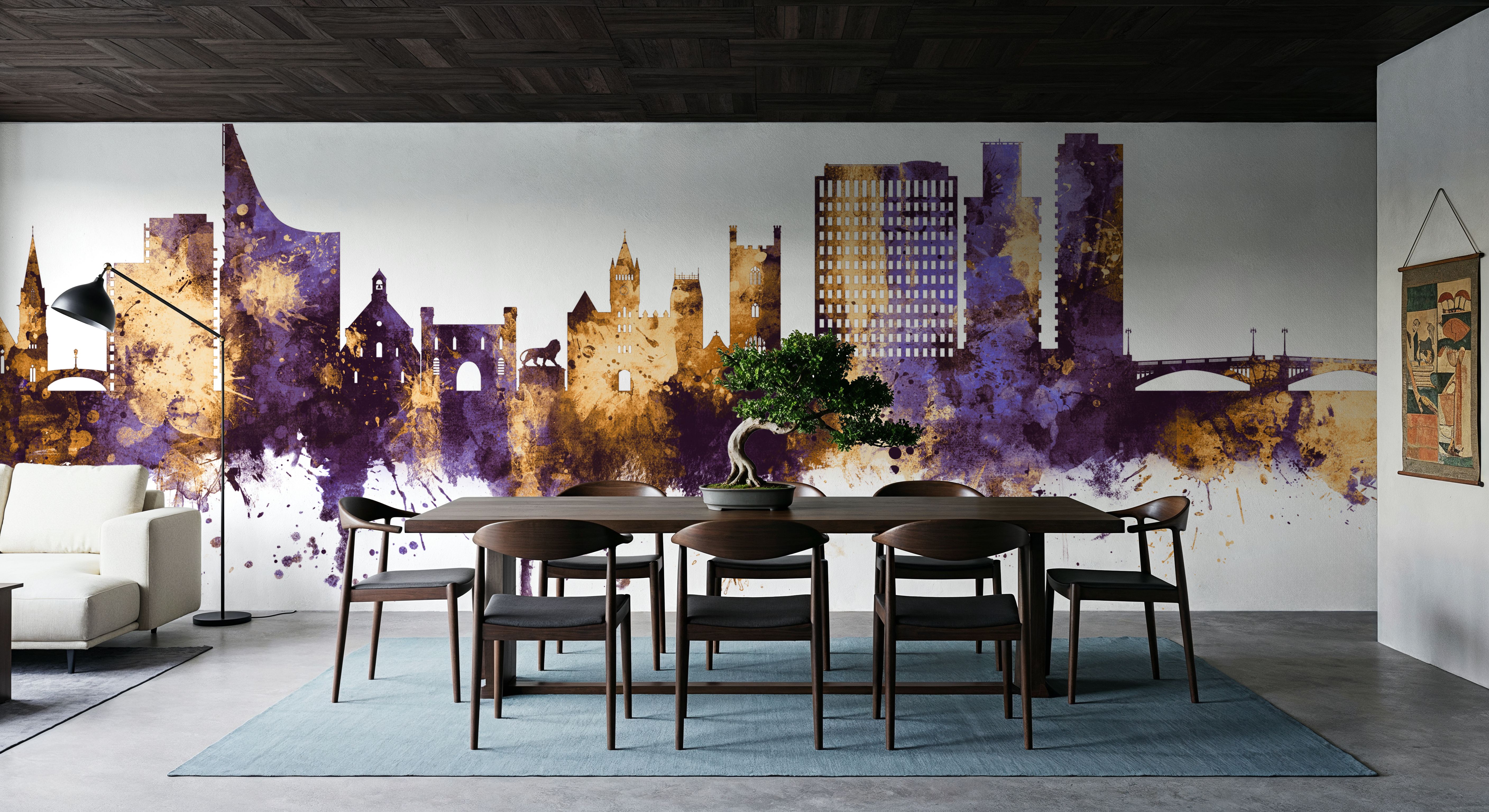 Reading England Skyline Purple & Gold