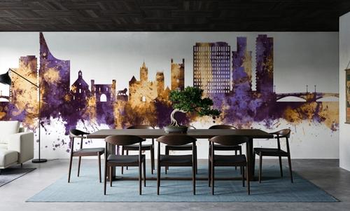 Reading England Skyline Purple & Gold