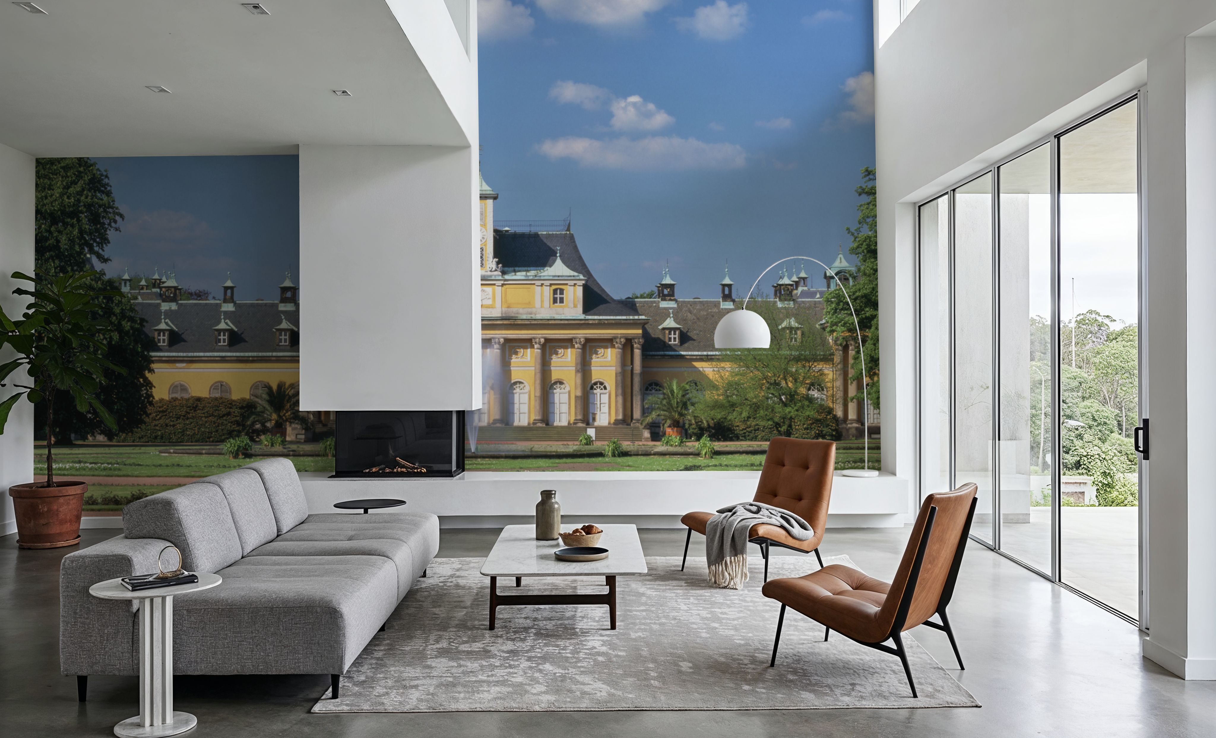 Wall Mural - Golden Heritage - Architecture Foliage mural wallpaper - Living room - Wallism US - Premium, Textured or Peel & Stick