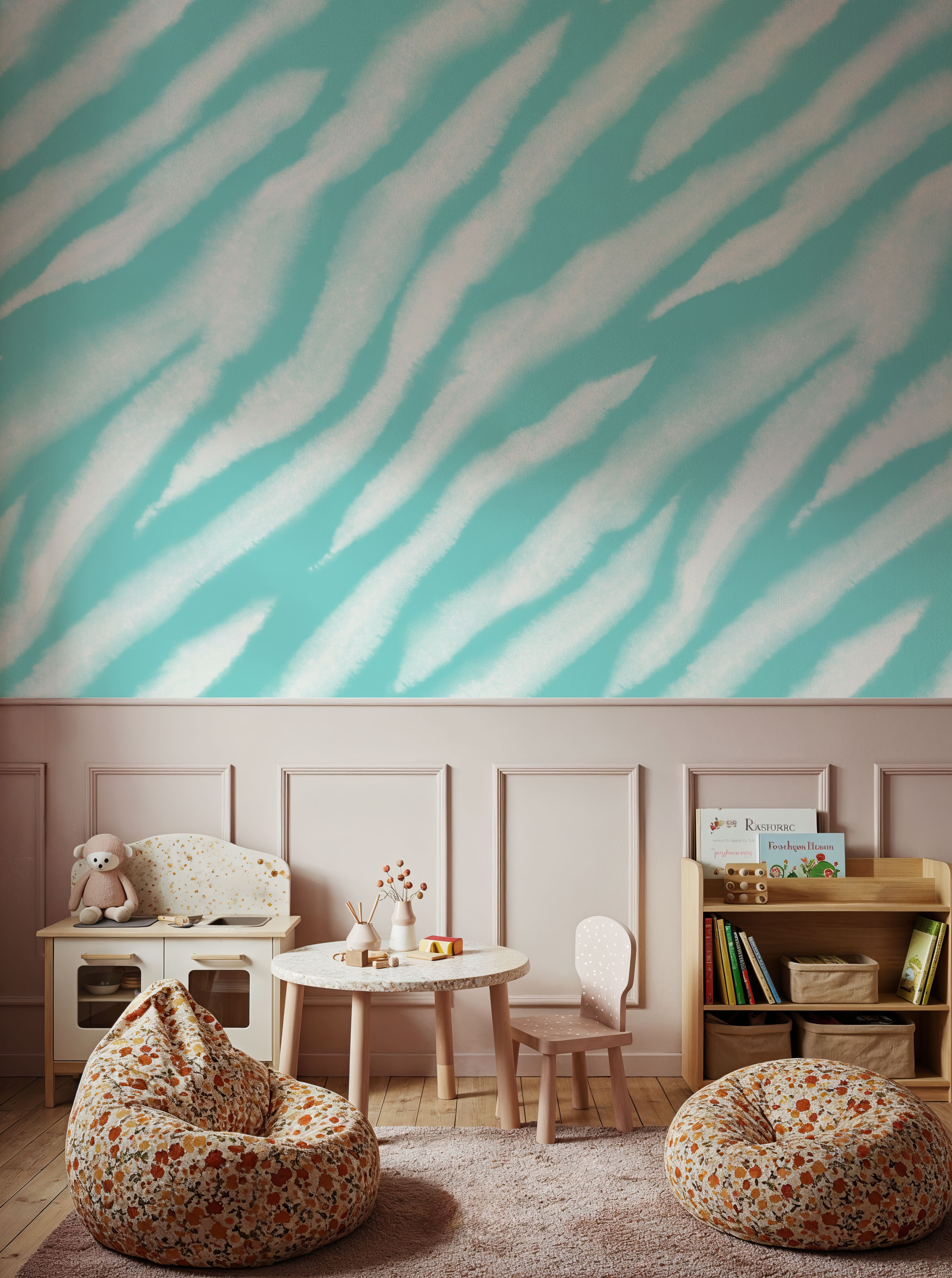 Watercolor Tiger Stripes, Turqouise