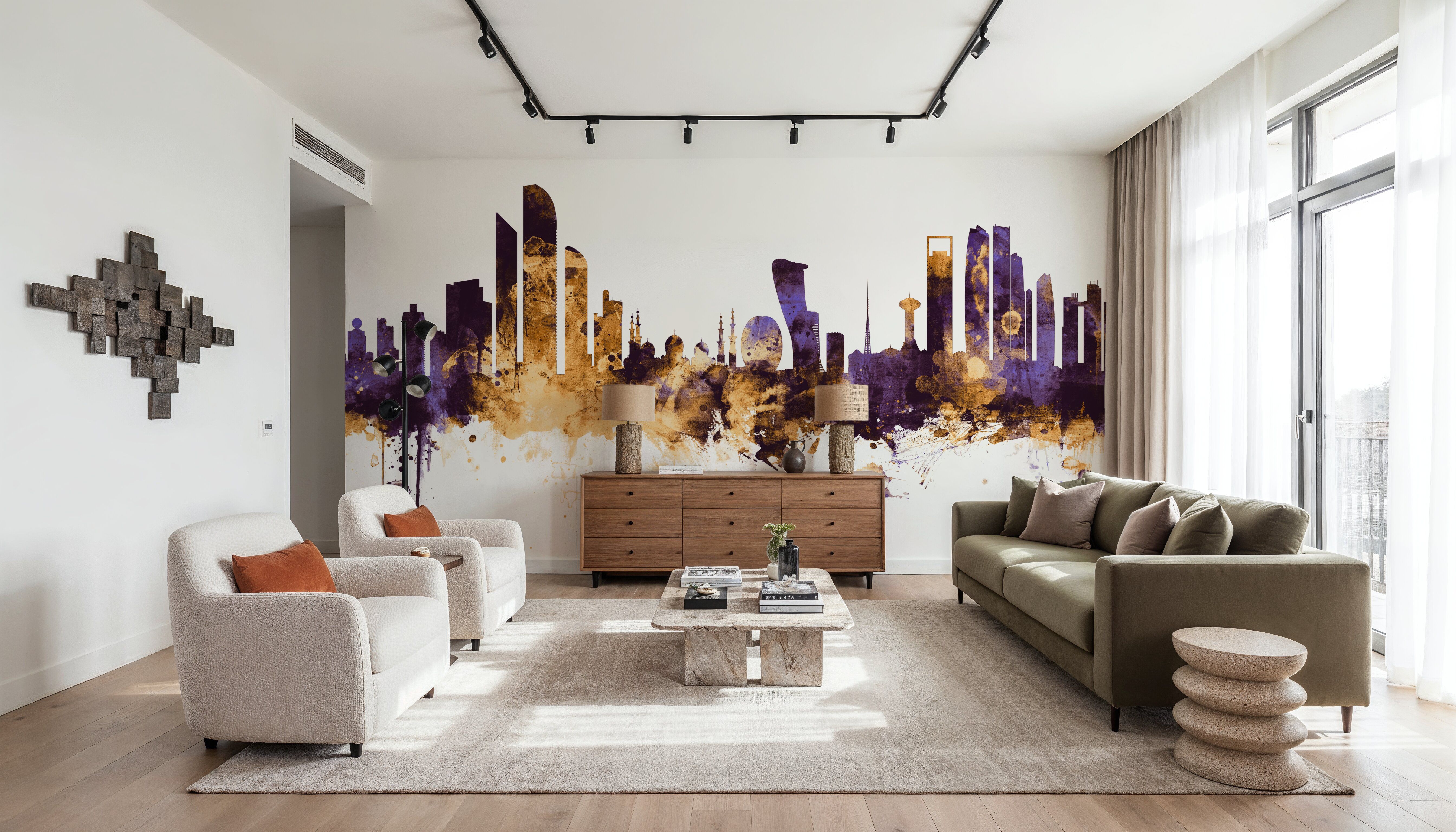 Abu Dhabi Skyline Purple & Gold