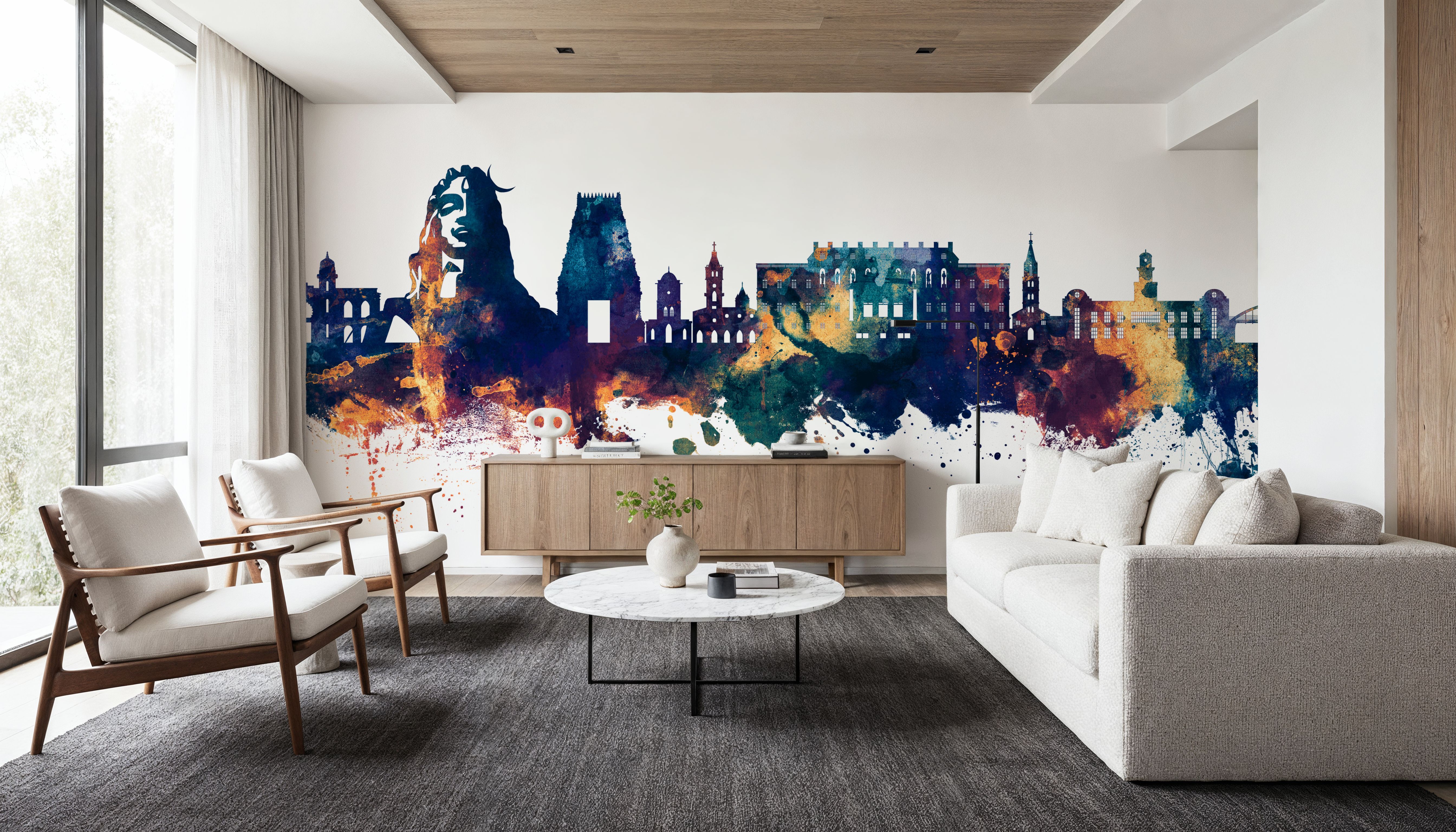 Coimbatore India Skyline Blue & Bronze