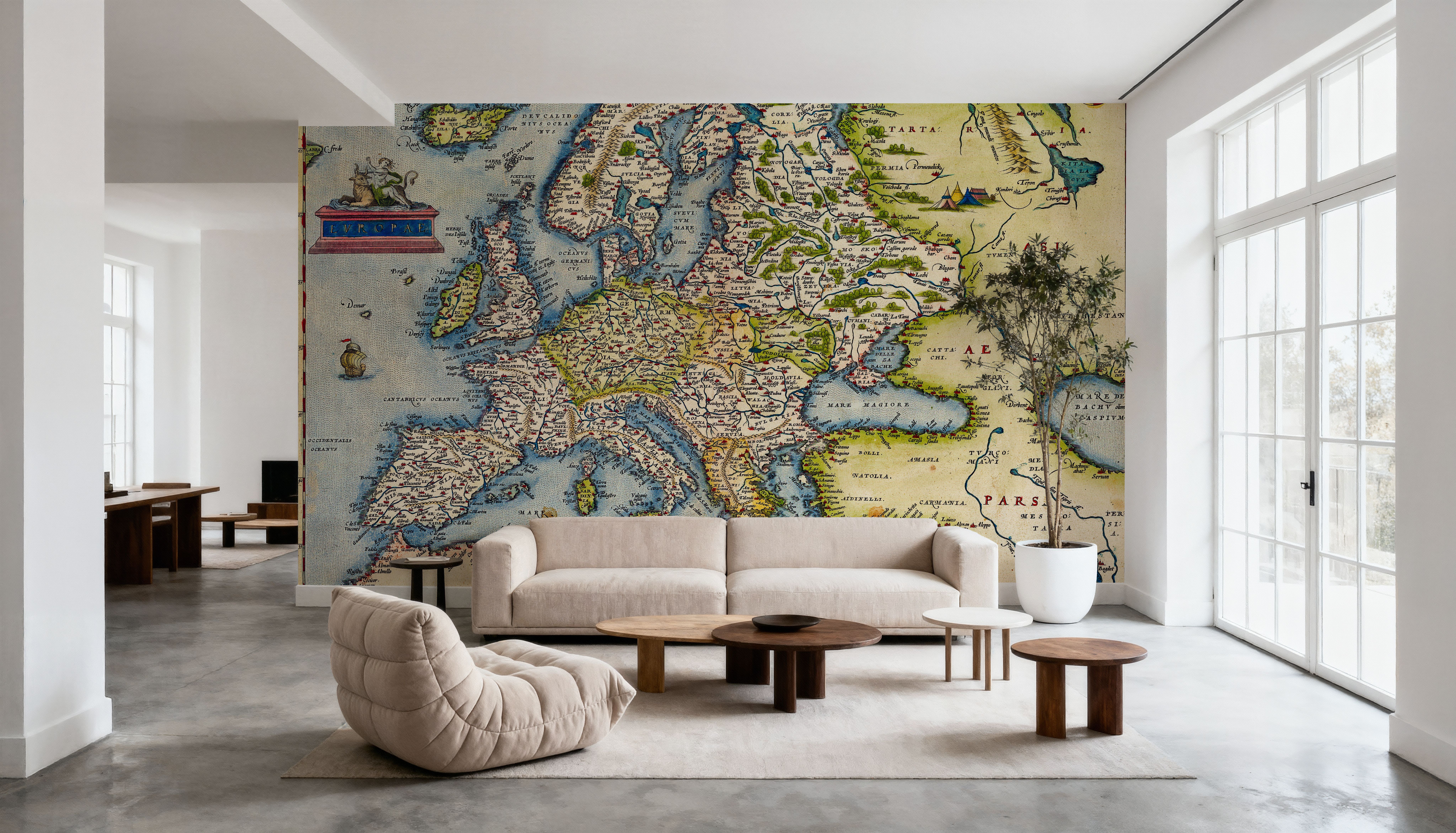 Old map of Europe, 1570, Papier peint