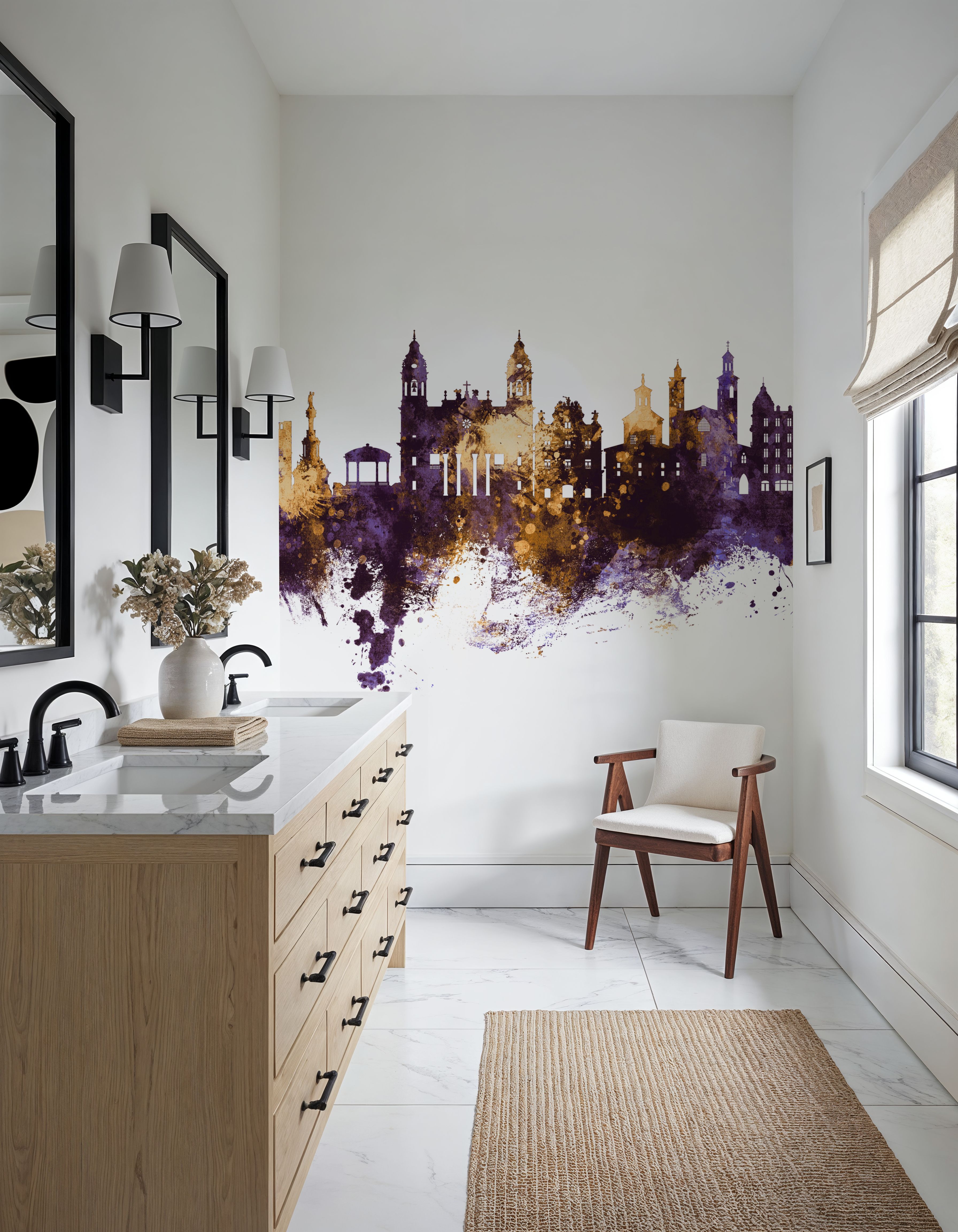 Pamplona Spain Skyline Purple & Gold