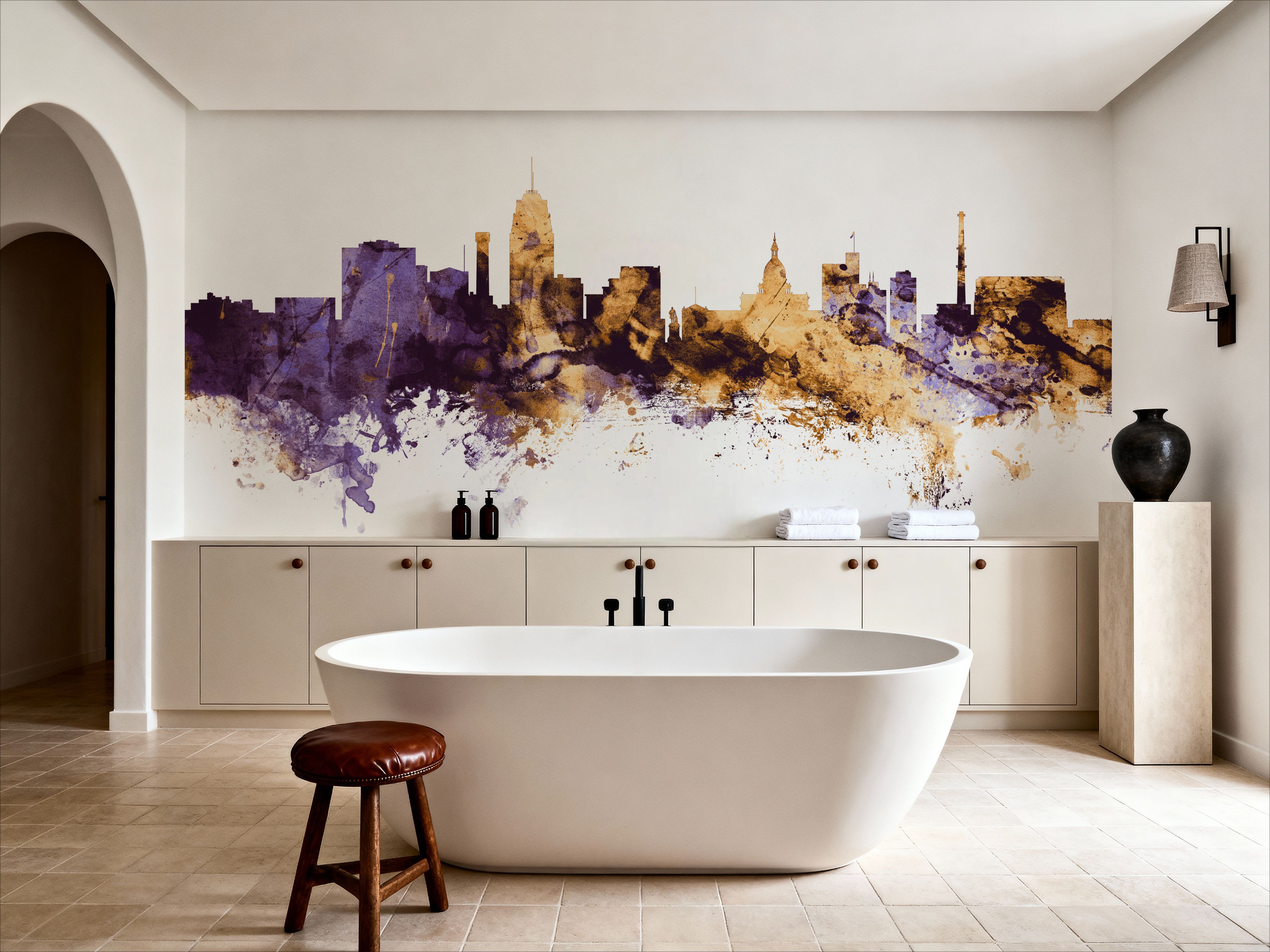 Lansing Michigan Skyline Purple & Gold