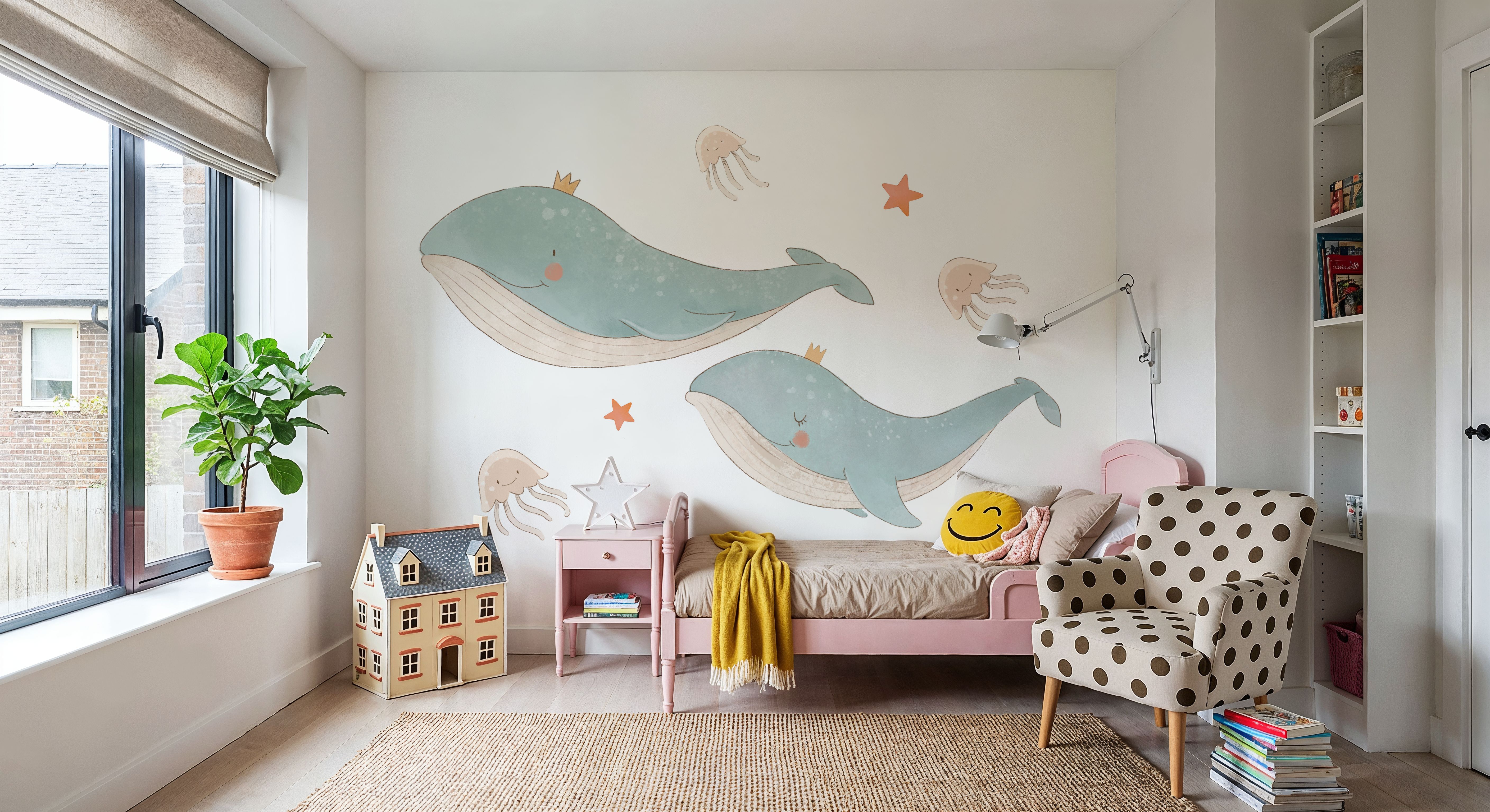 Cute Whales, Jellyfish & Stars Illustration