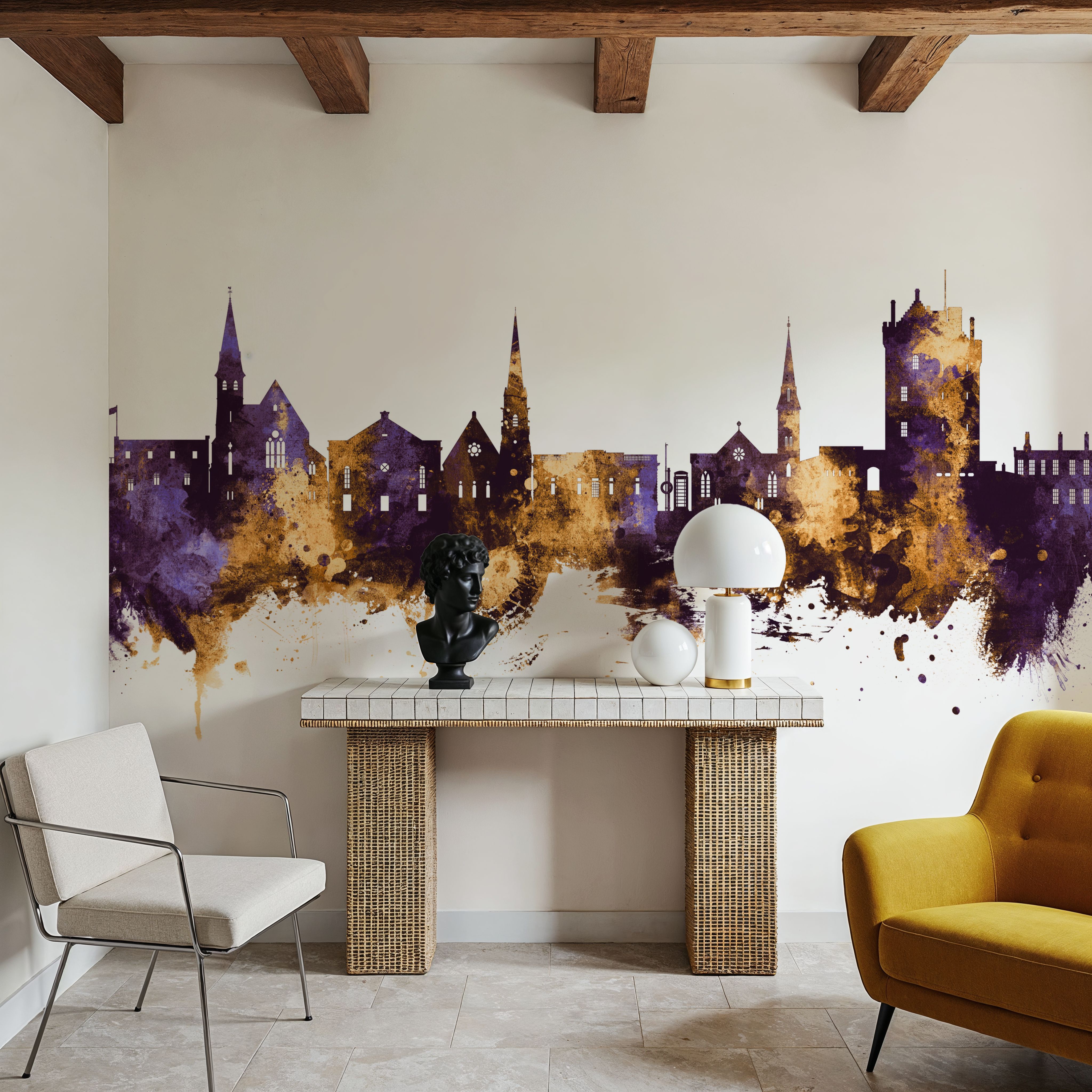 Broughty Ferry Scotland Skyline Purple & Gold