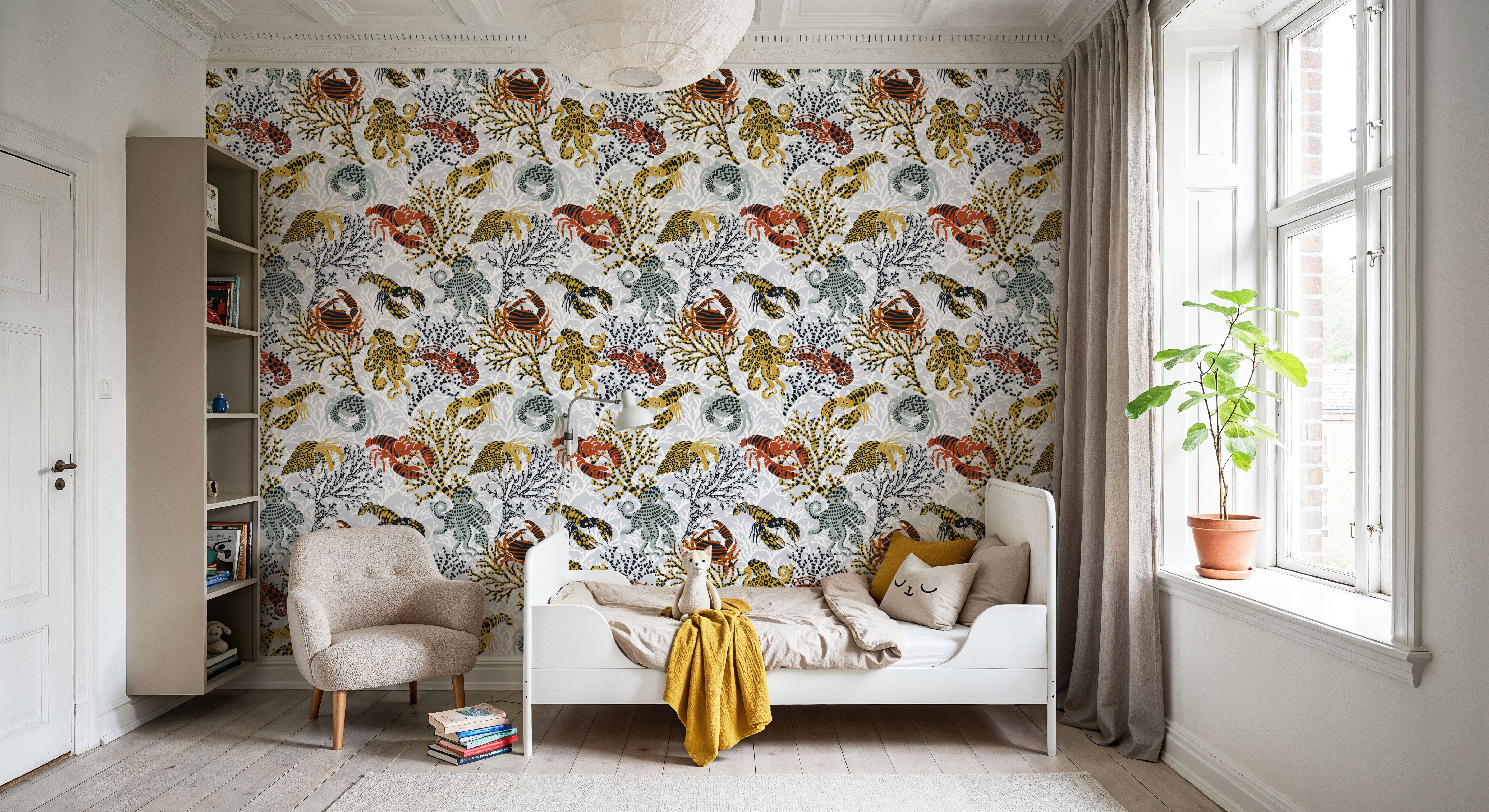 Vibrant Coral Reef, Grey