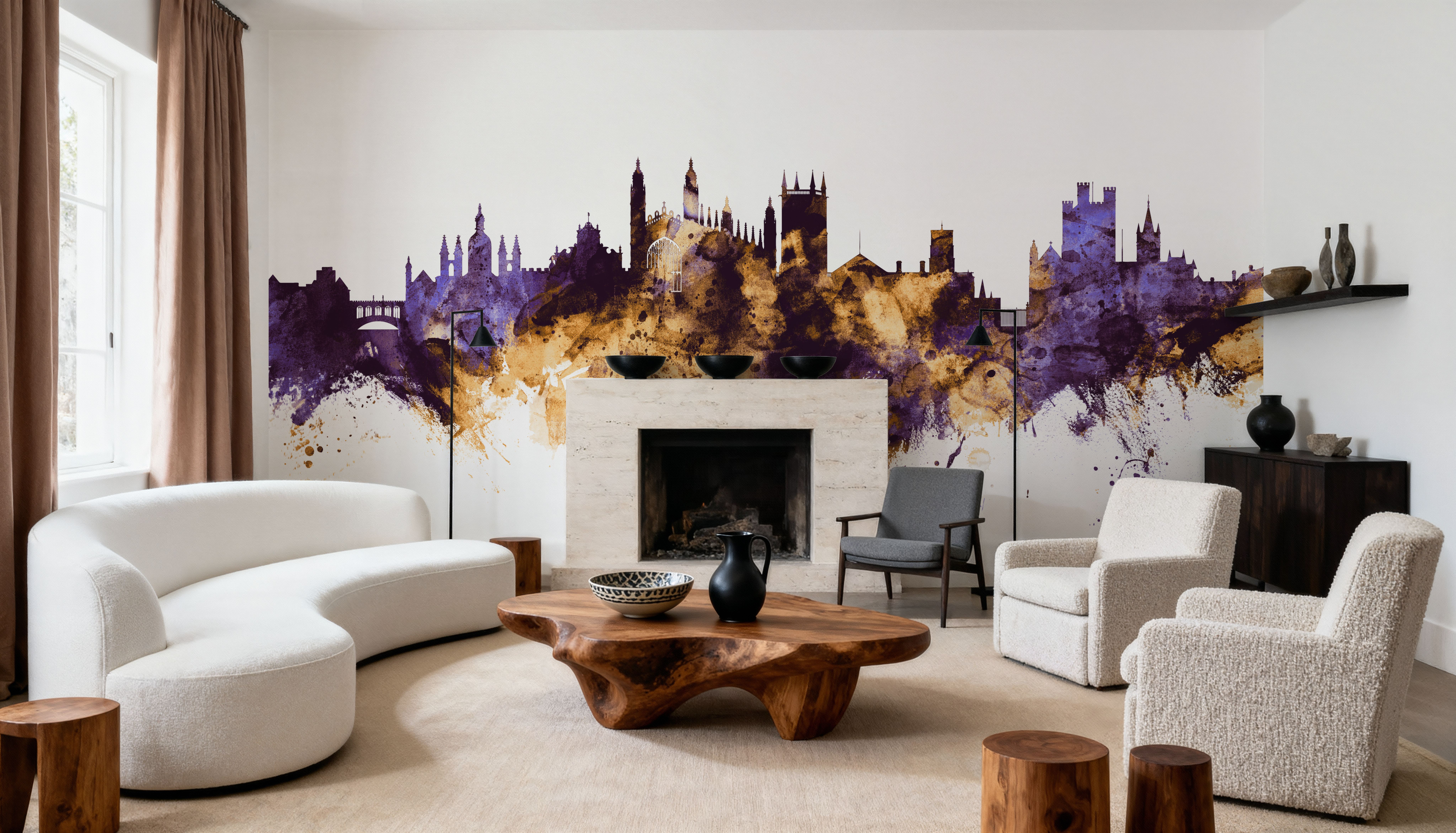 Cambridge England Skyline Purple & Gold