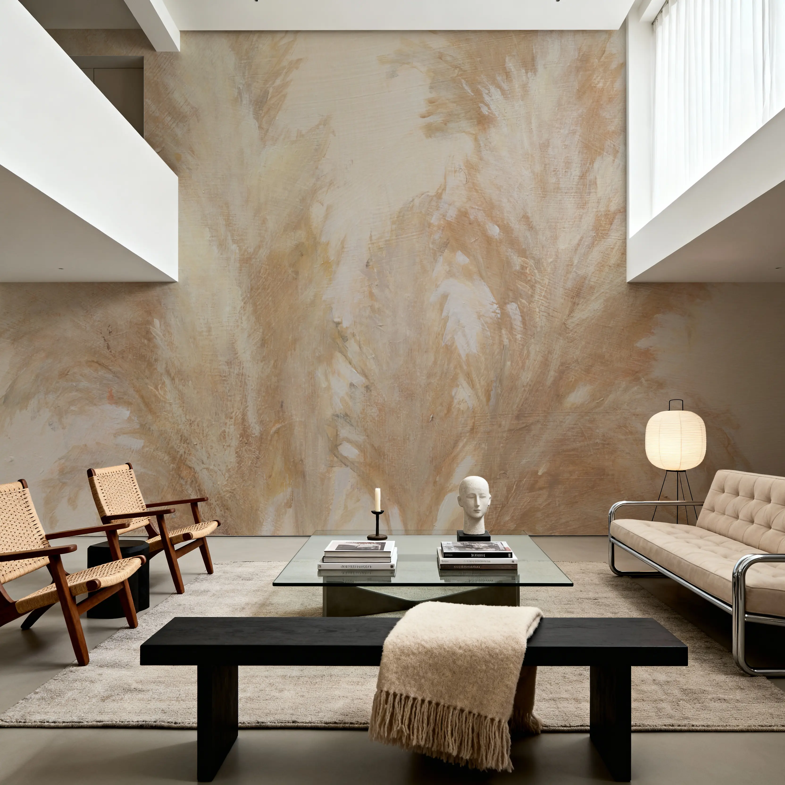 Fotobehang - Pampas Glow II - Hedendaagse Kunst Natuur Mural - Geel - Eetkamer - Wallism Nederland - Zelfklevend of Vliesbehang