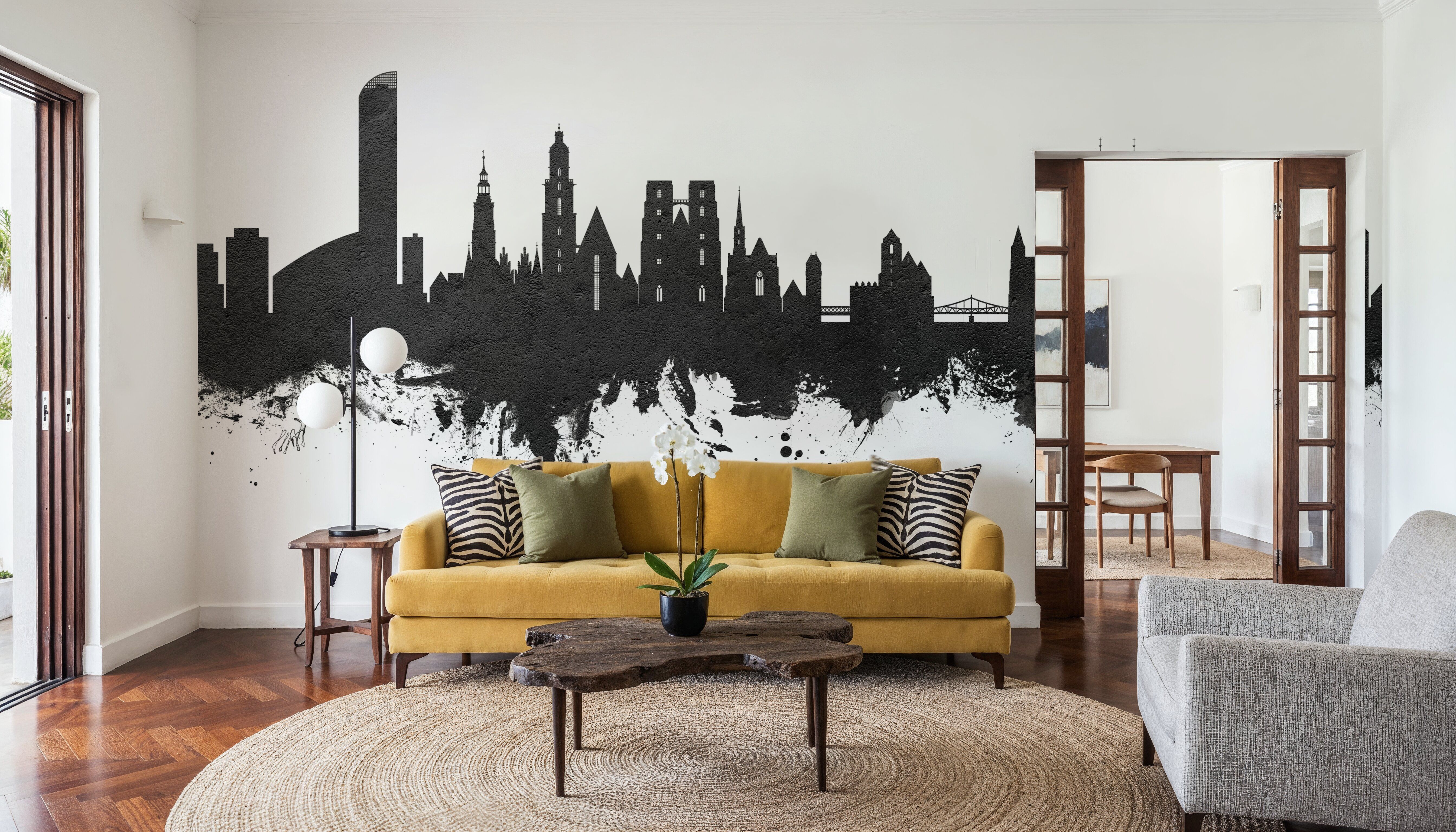 Wroclaw Poland Skyline Black & White