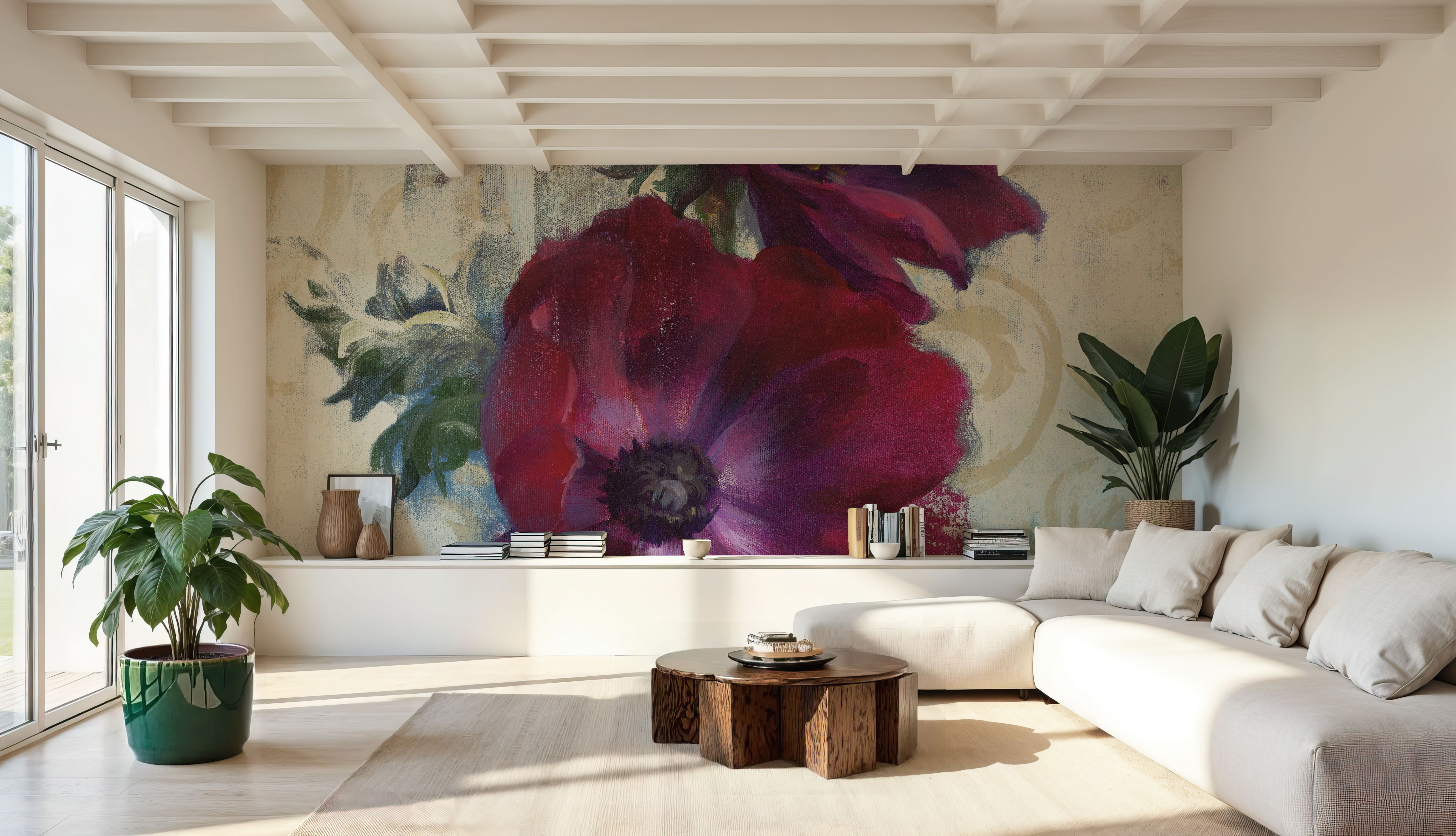 Rich Anemones I on Ivory