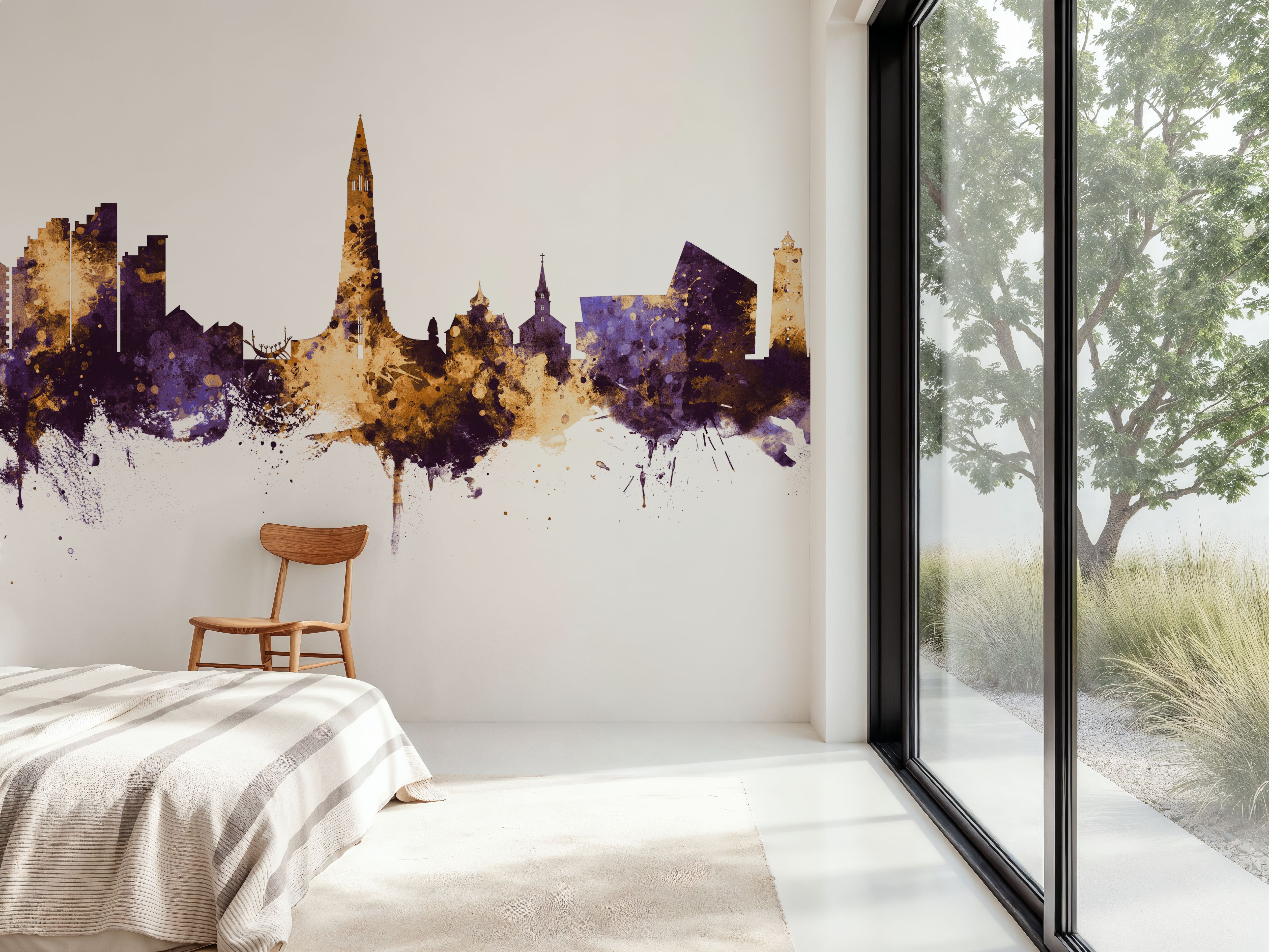 Reykjavík Skyline Purple & Gold