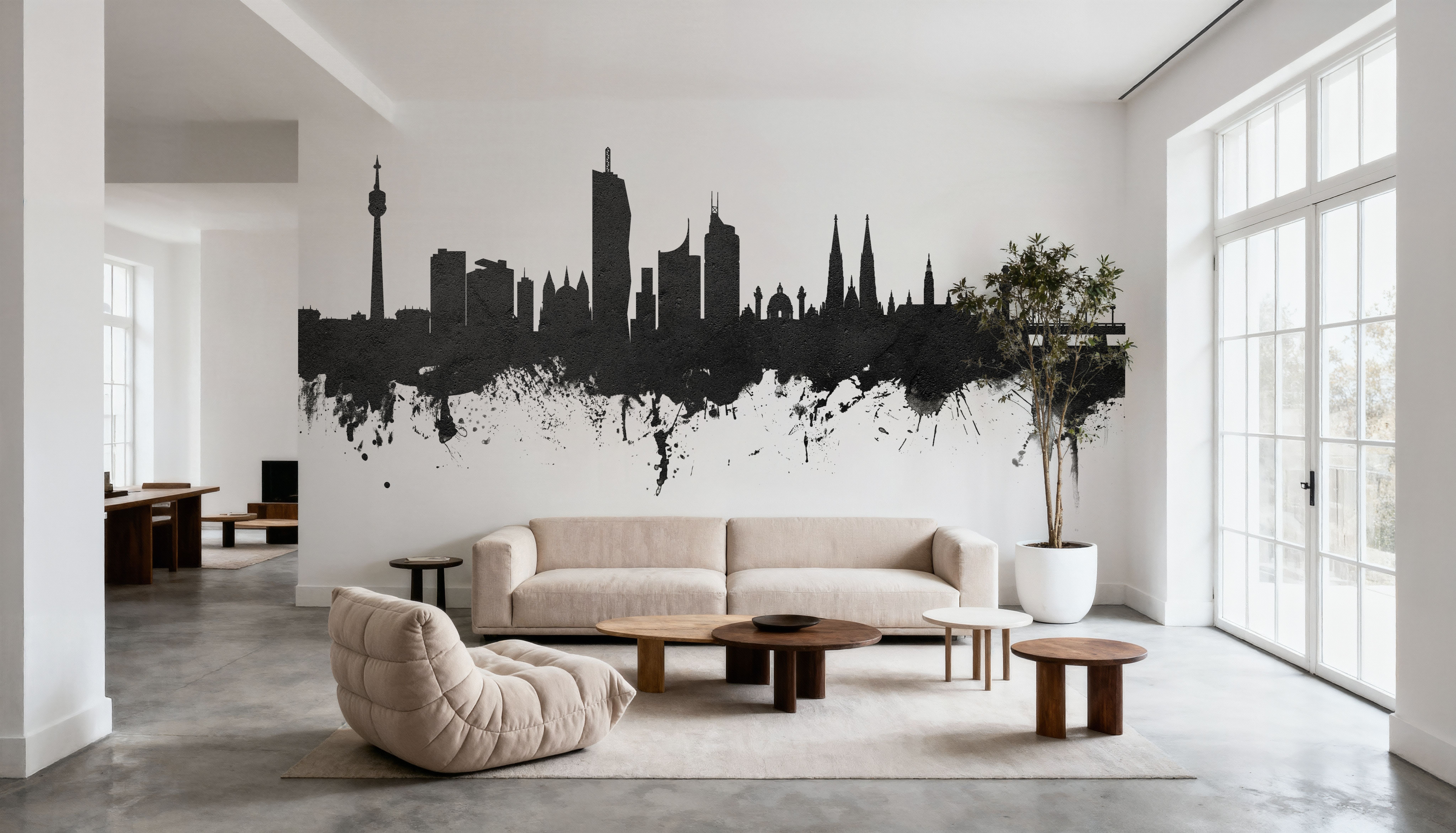 Vienna Austria Skyline Black & White