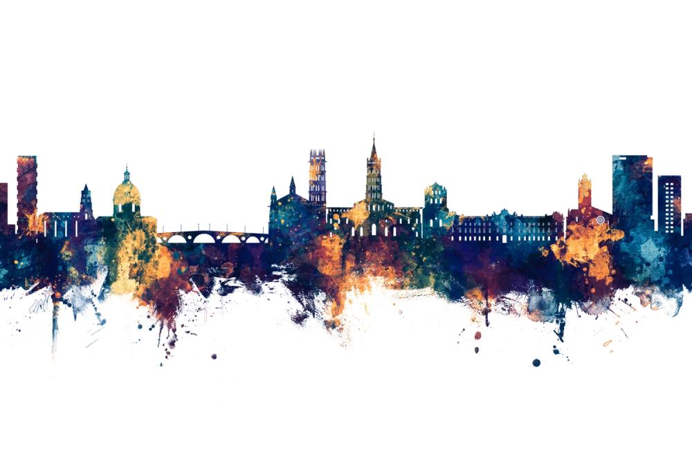 Toulouse France Skyline Blue & Bronze