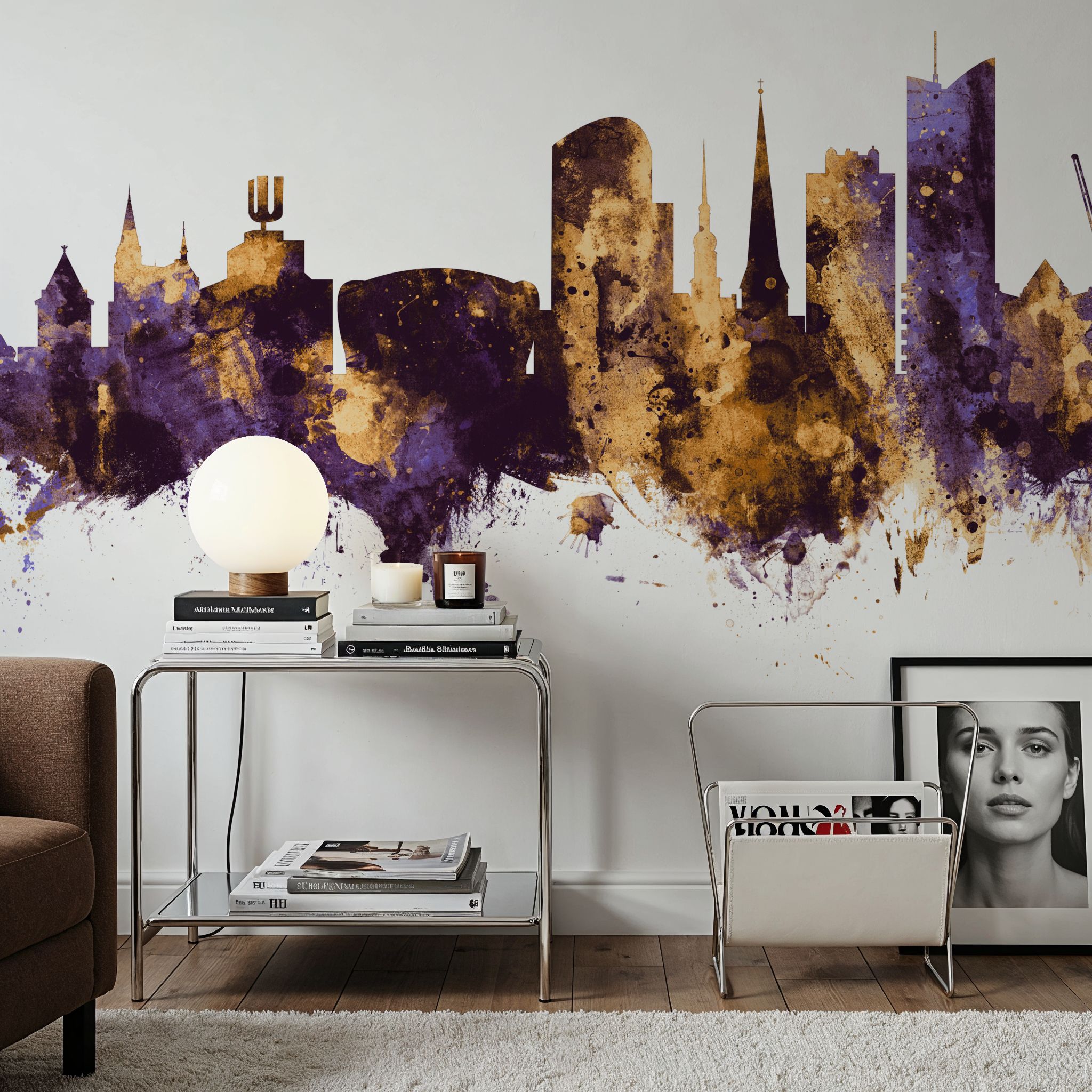 Dortmund Germany Skyline Purple & Gold