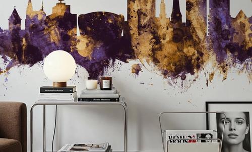 Dortmund Germany Skyline Purple & Gold