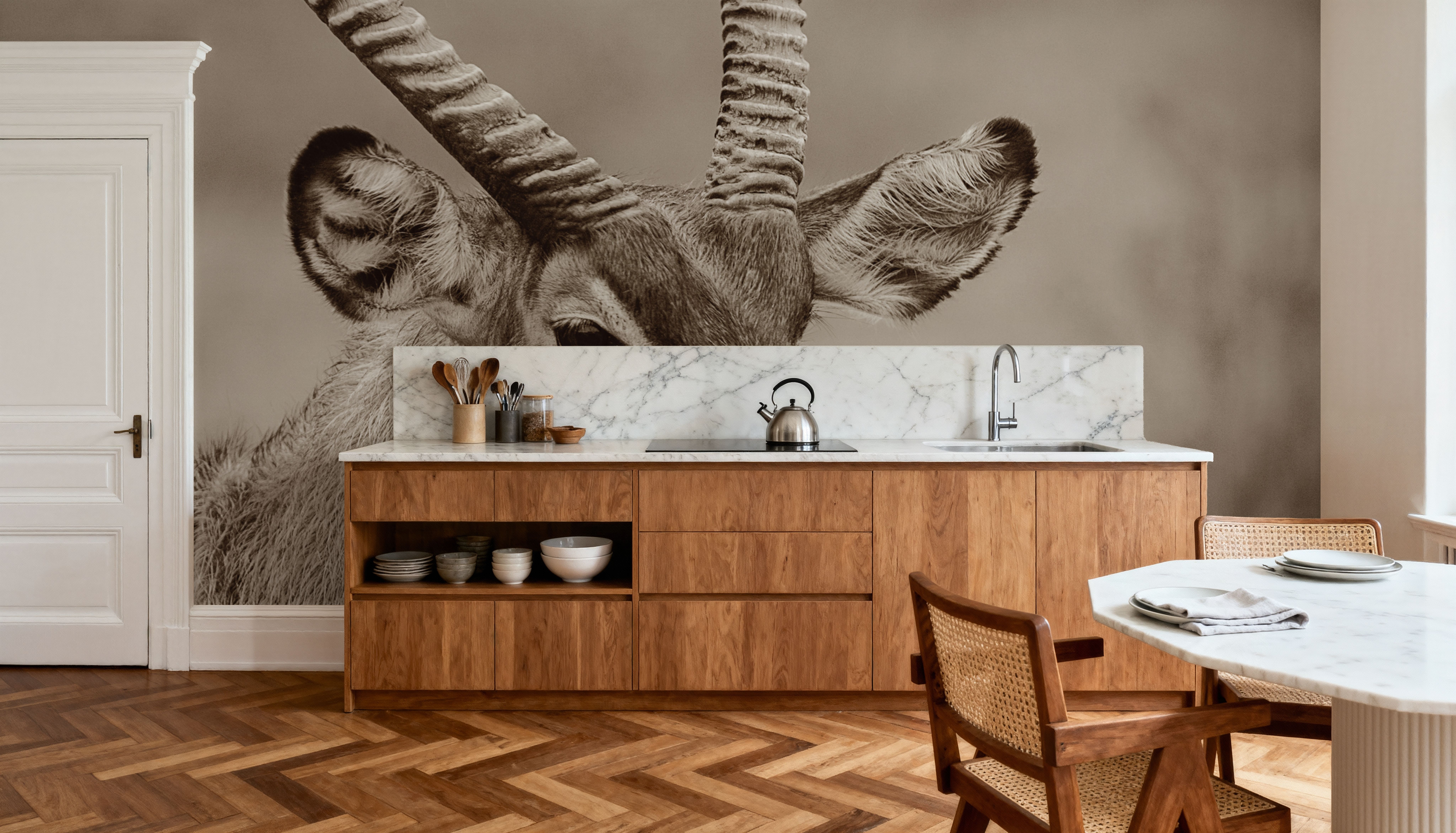 Waterbuck Portrait Sepia, Wallpaper