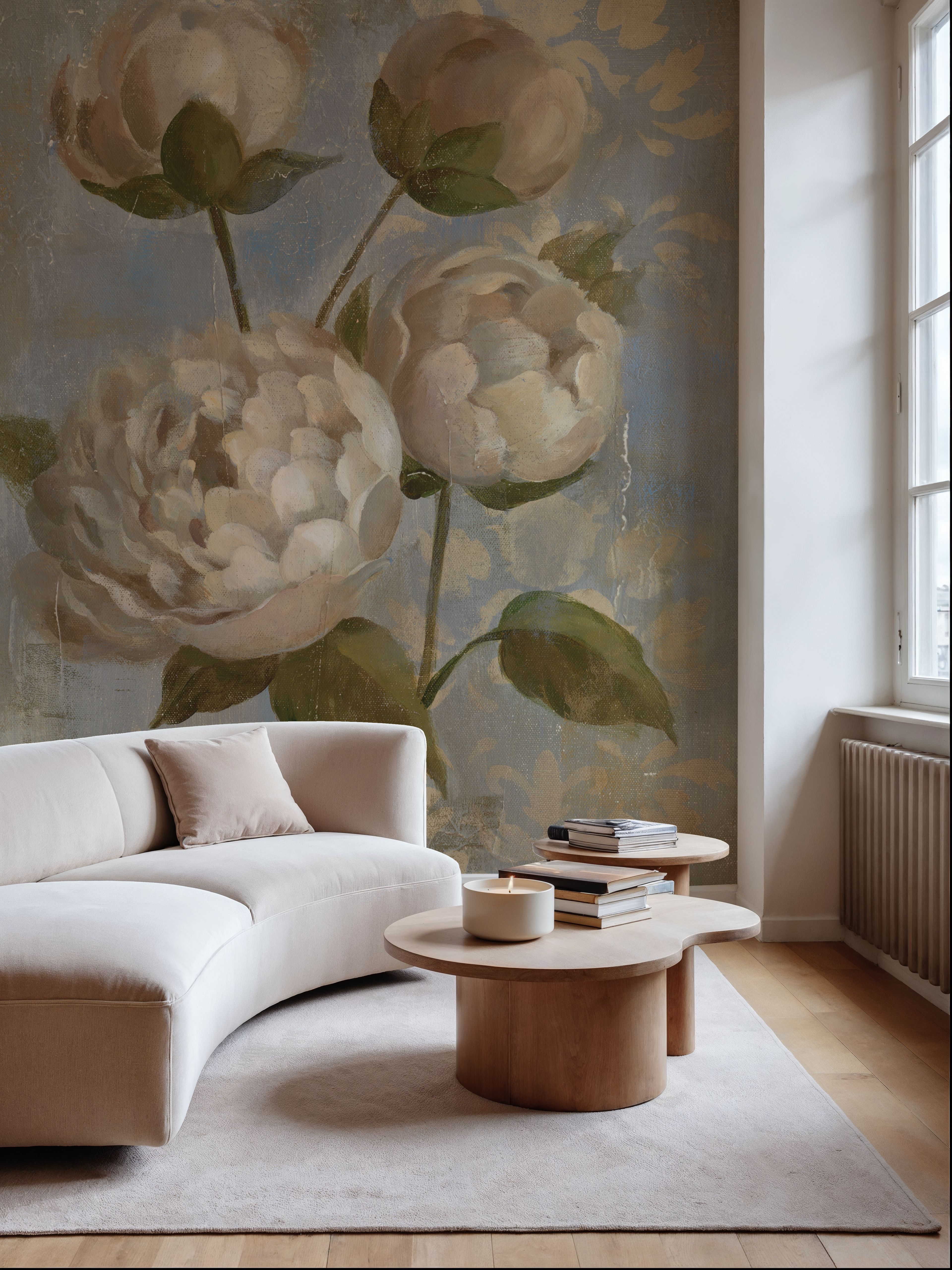 Peony on Blue