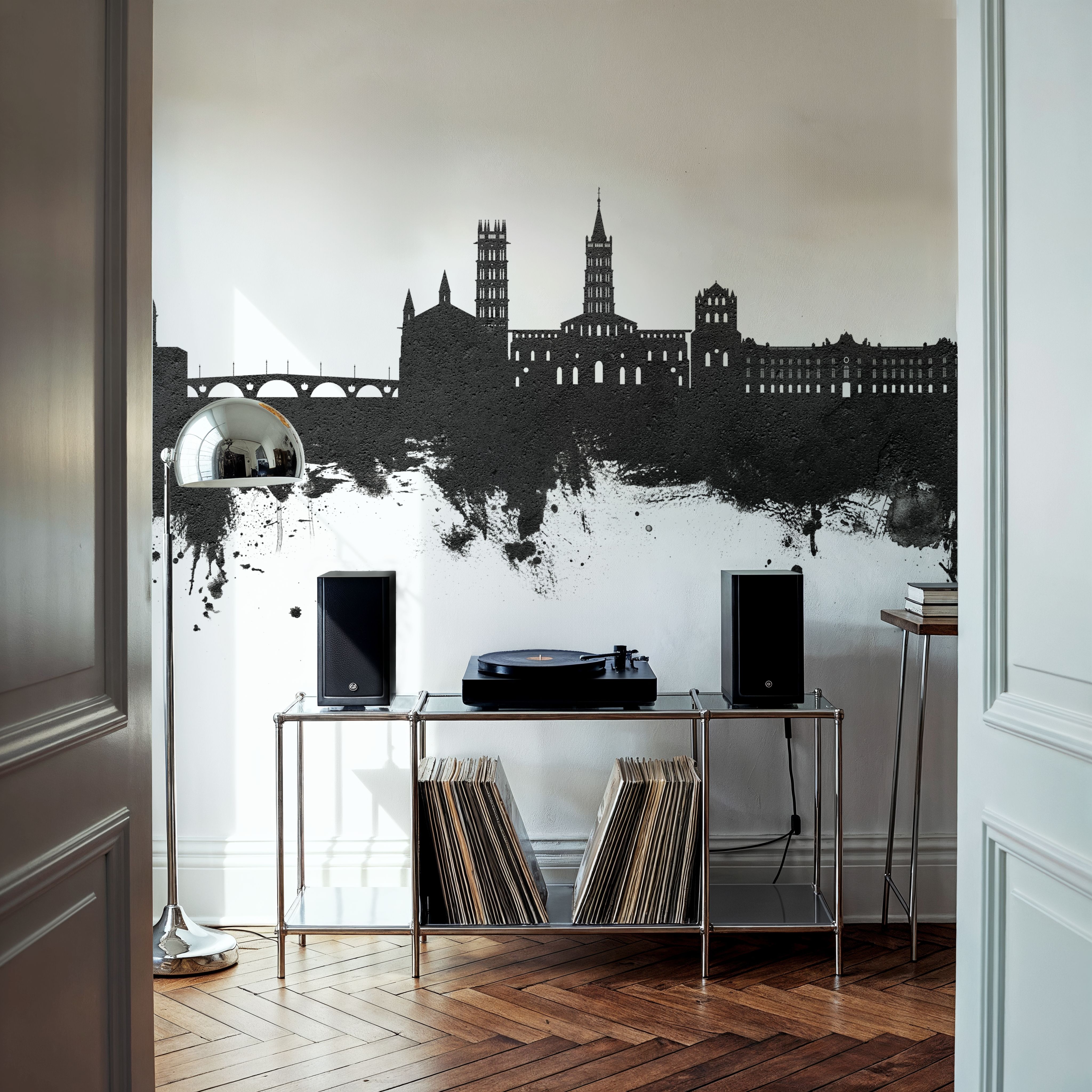 Toulouse France Skyline Black & White