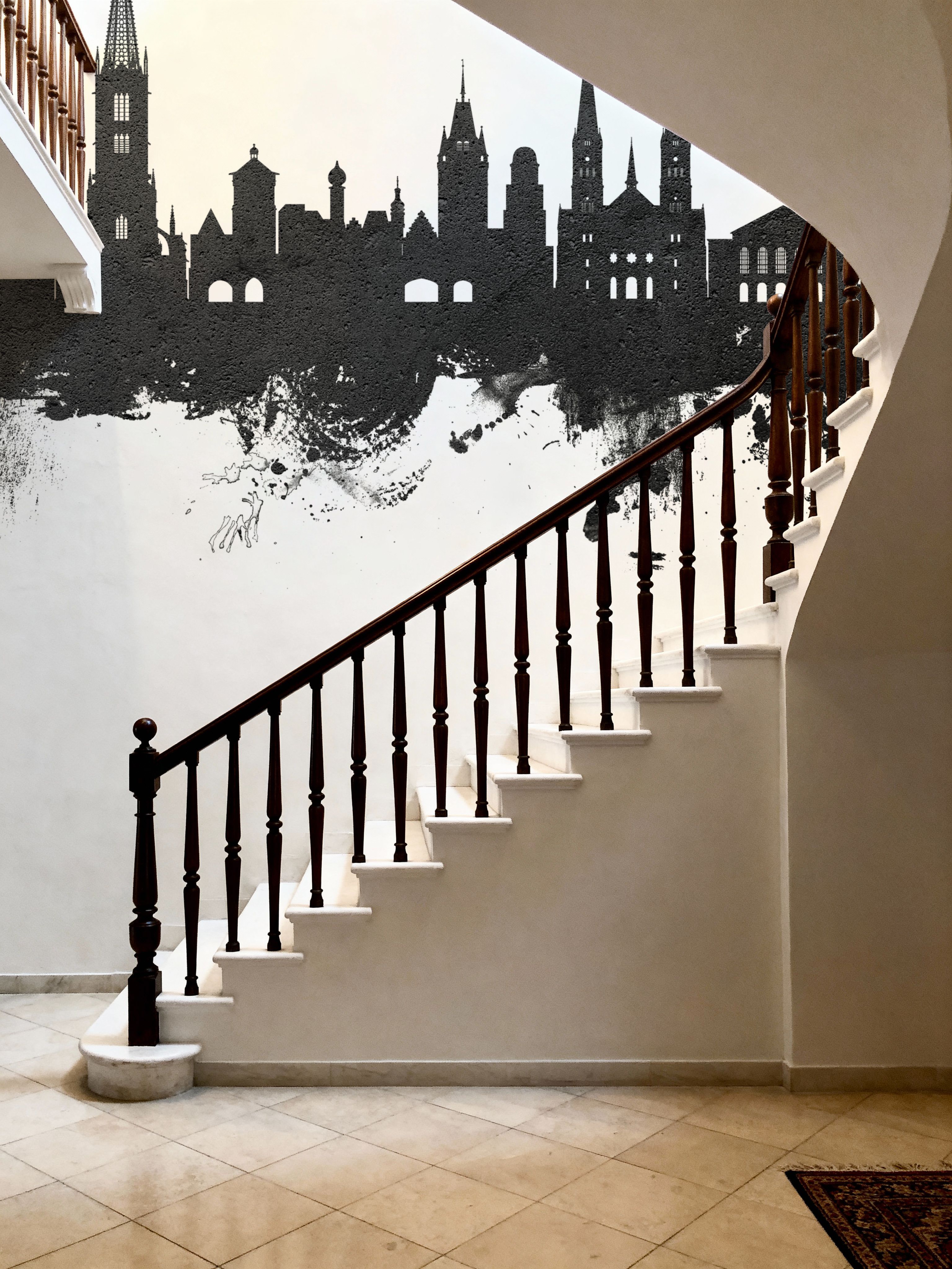 Freiburg Germnay Skyline Black & White