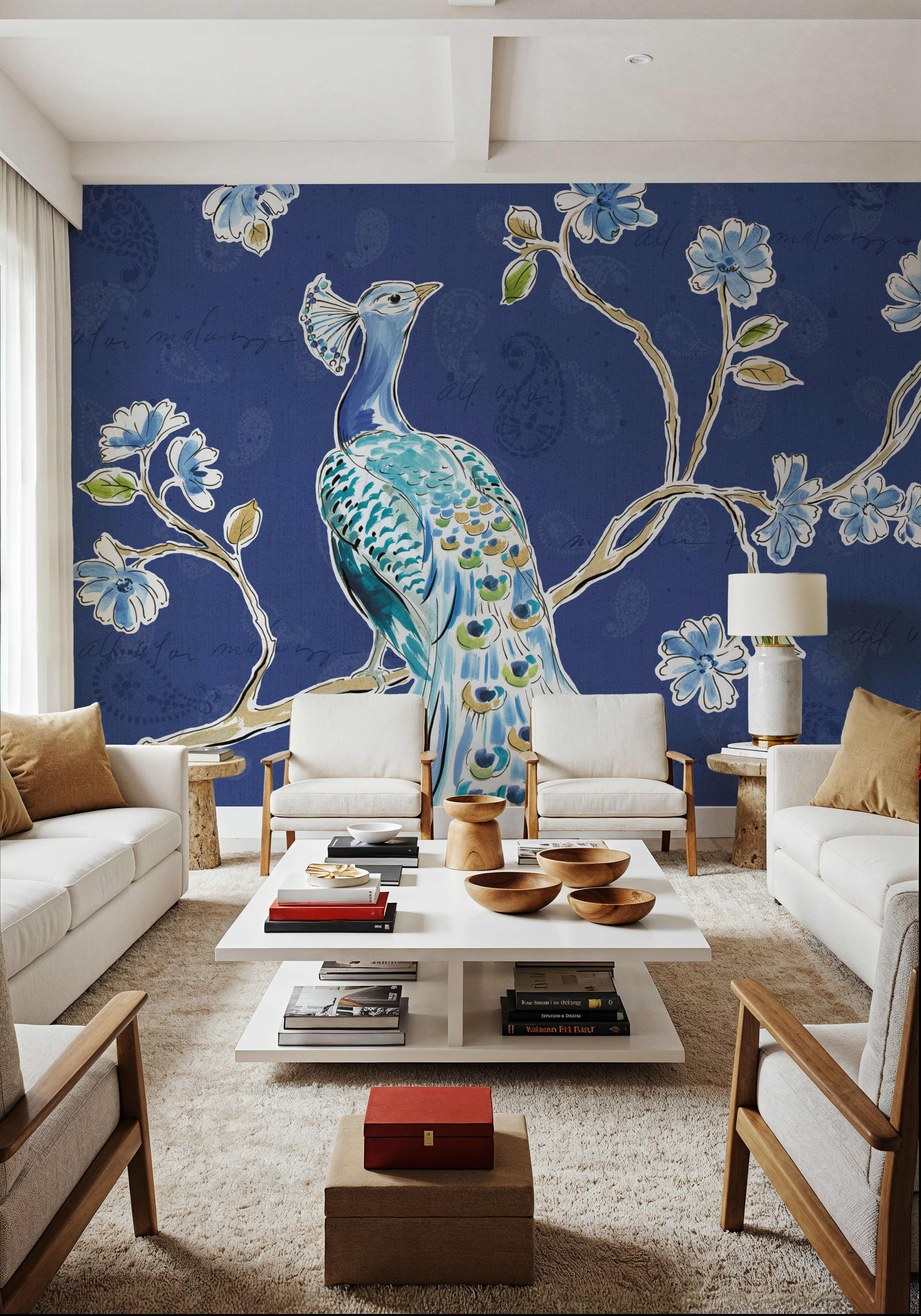 Peacock Allegory I Blue