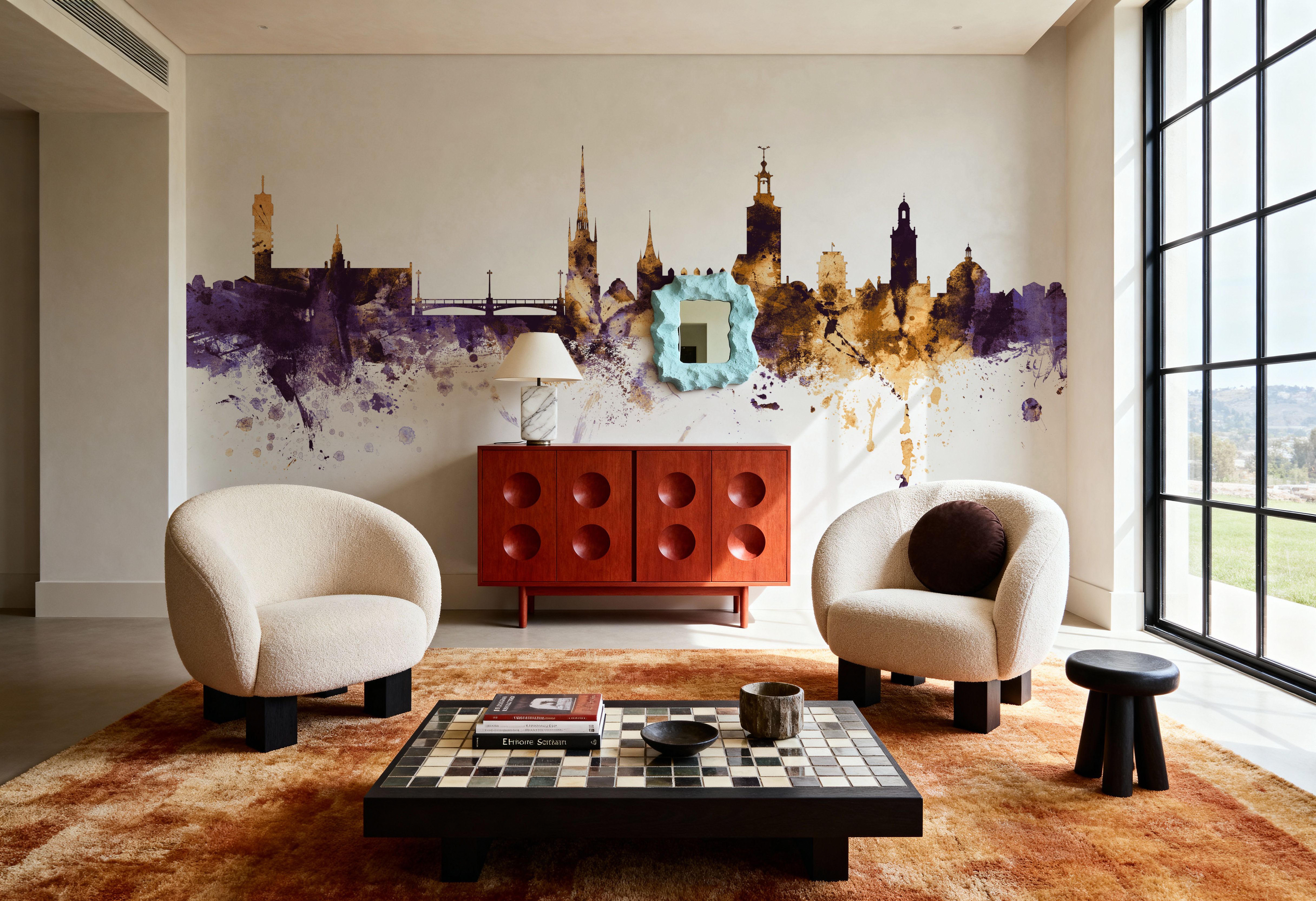 Stockholm Skyline Purple & Gold