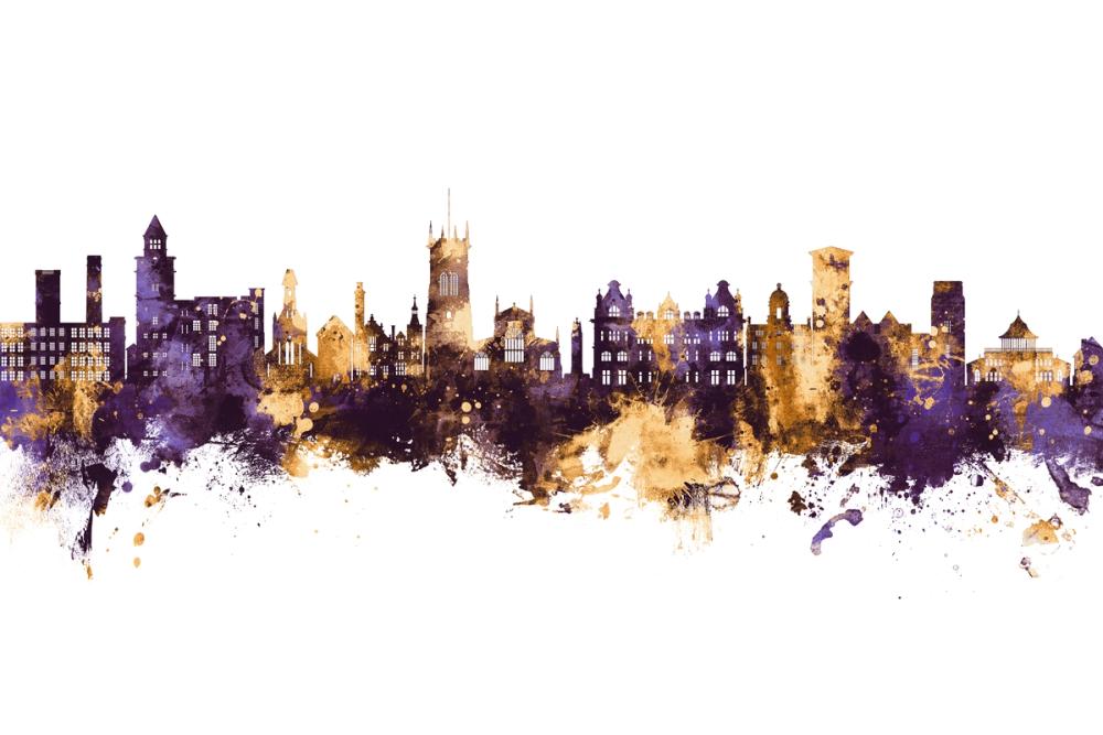 Wigan England Skyline Purple & Gold
