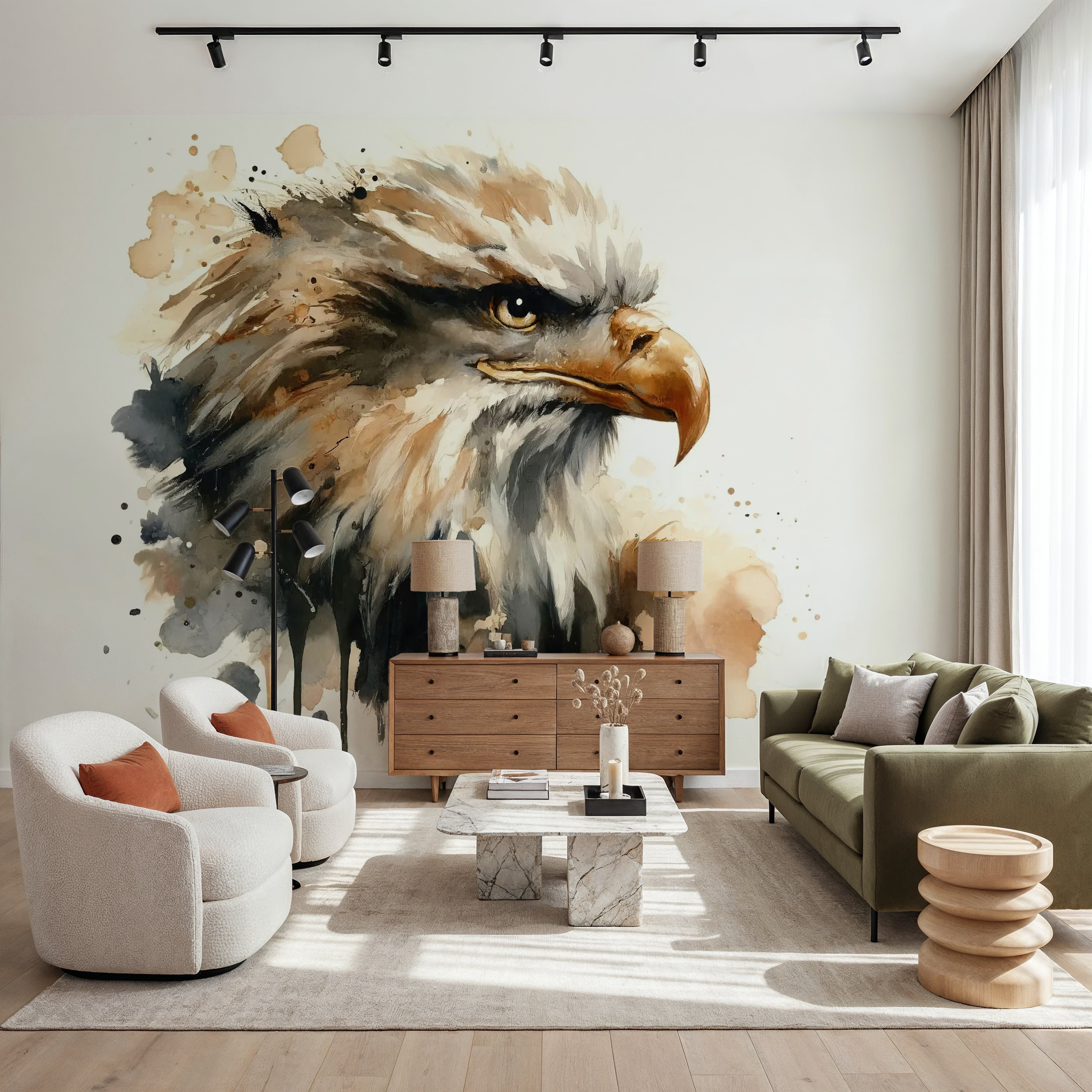 Wall Mural - Majestic Eagle Essence - Abstract Birds mural wallpaper - Living room - Wallism US - Premium, Textured or Peel & Stick