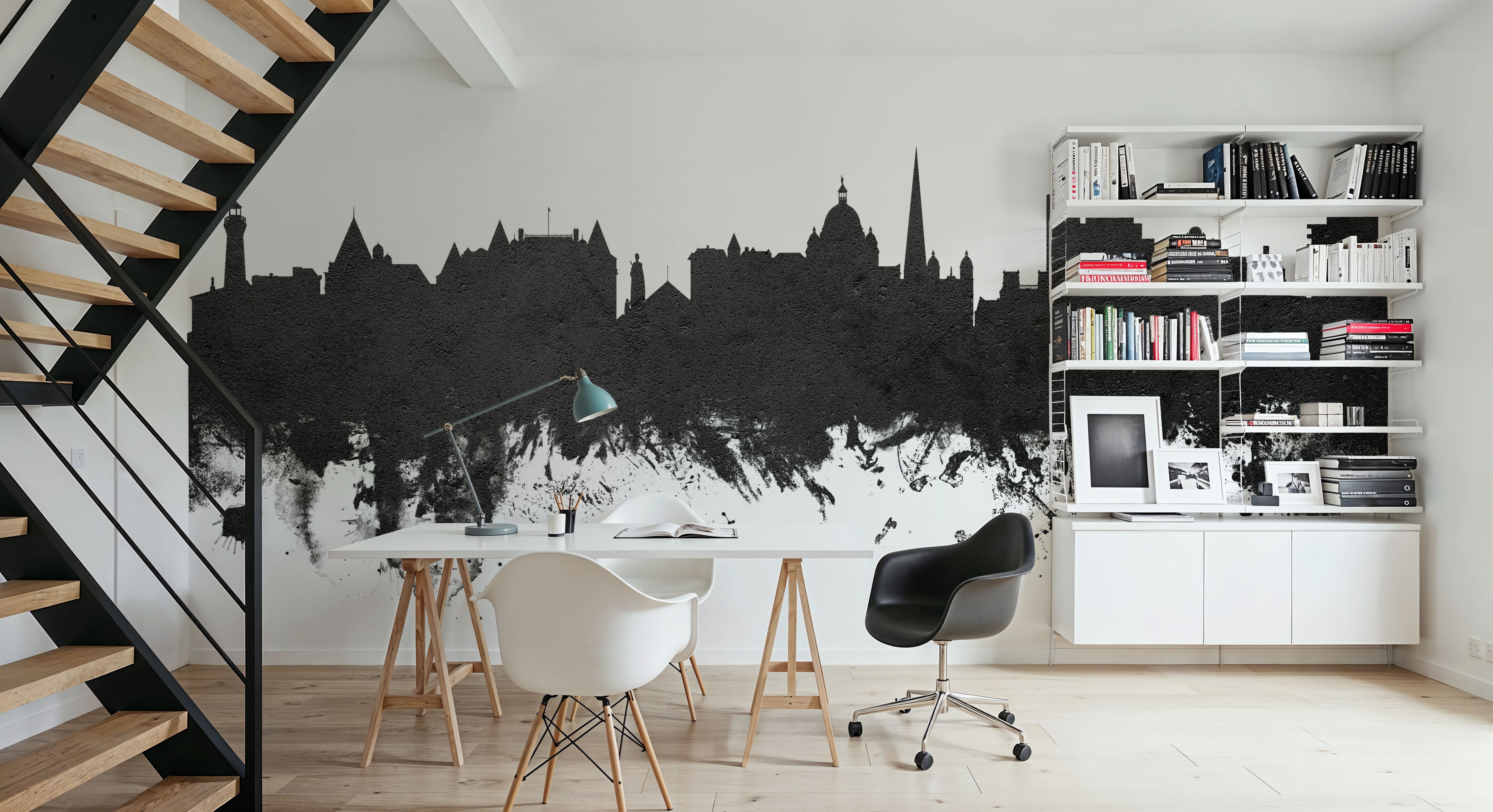 Victoria Canada Skyline Black & White