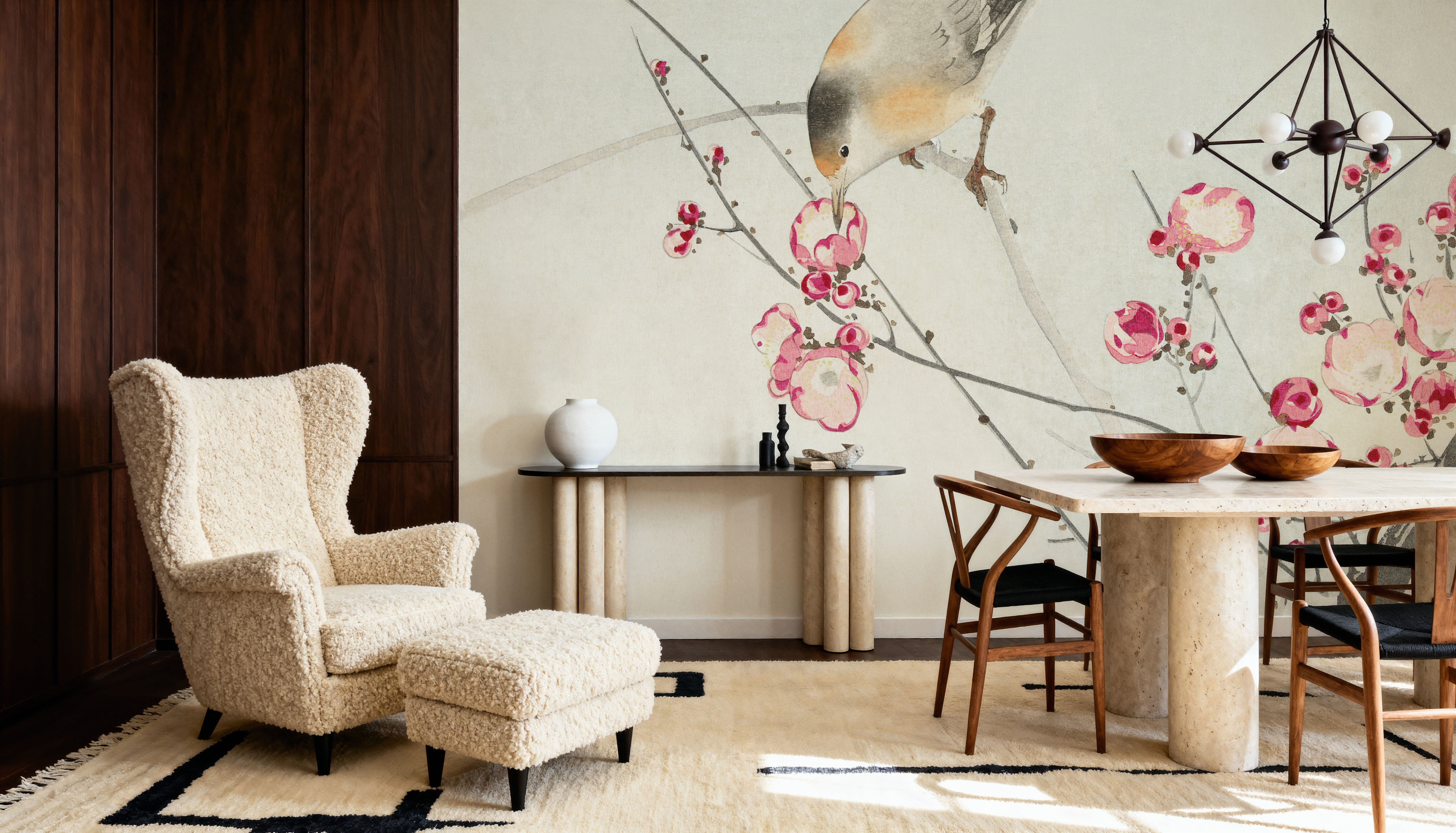 Songbird on Blossom Branch, Wallpaper