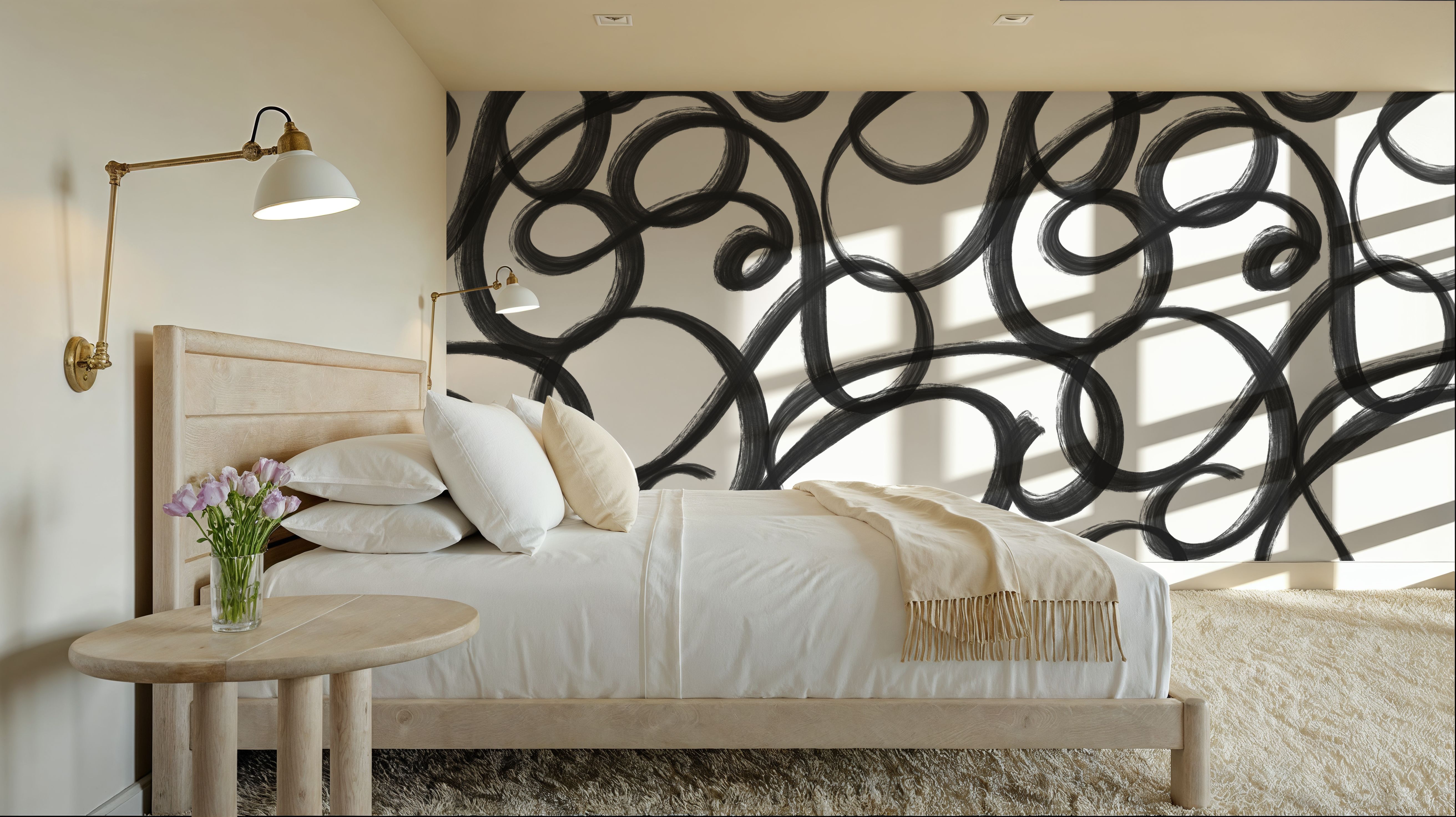 Curly Brush Lines, Black